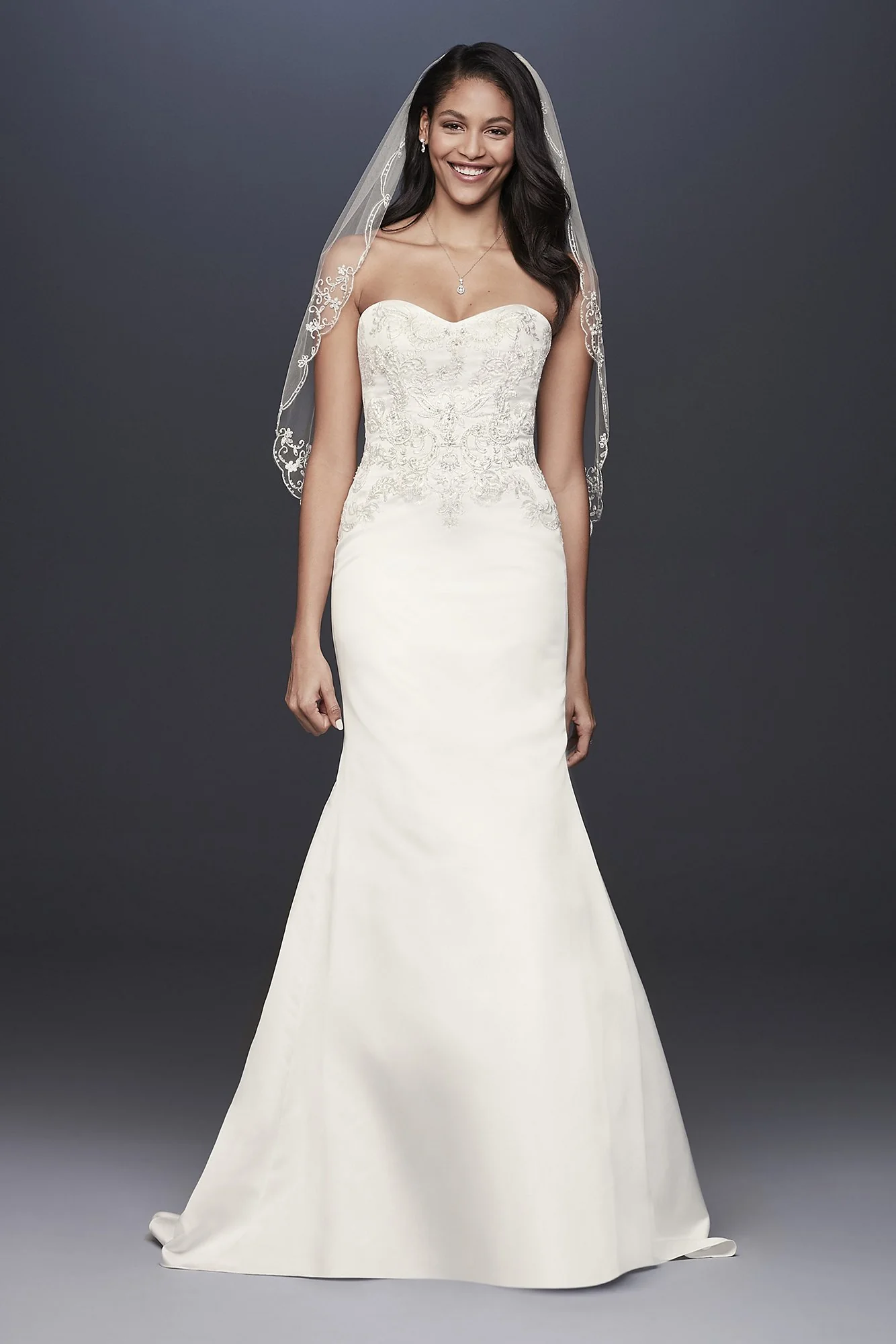 As Is Satin Strapless Beaded Lace Wedding Dress