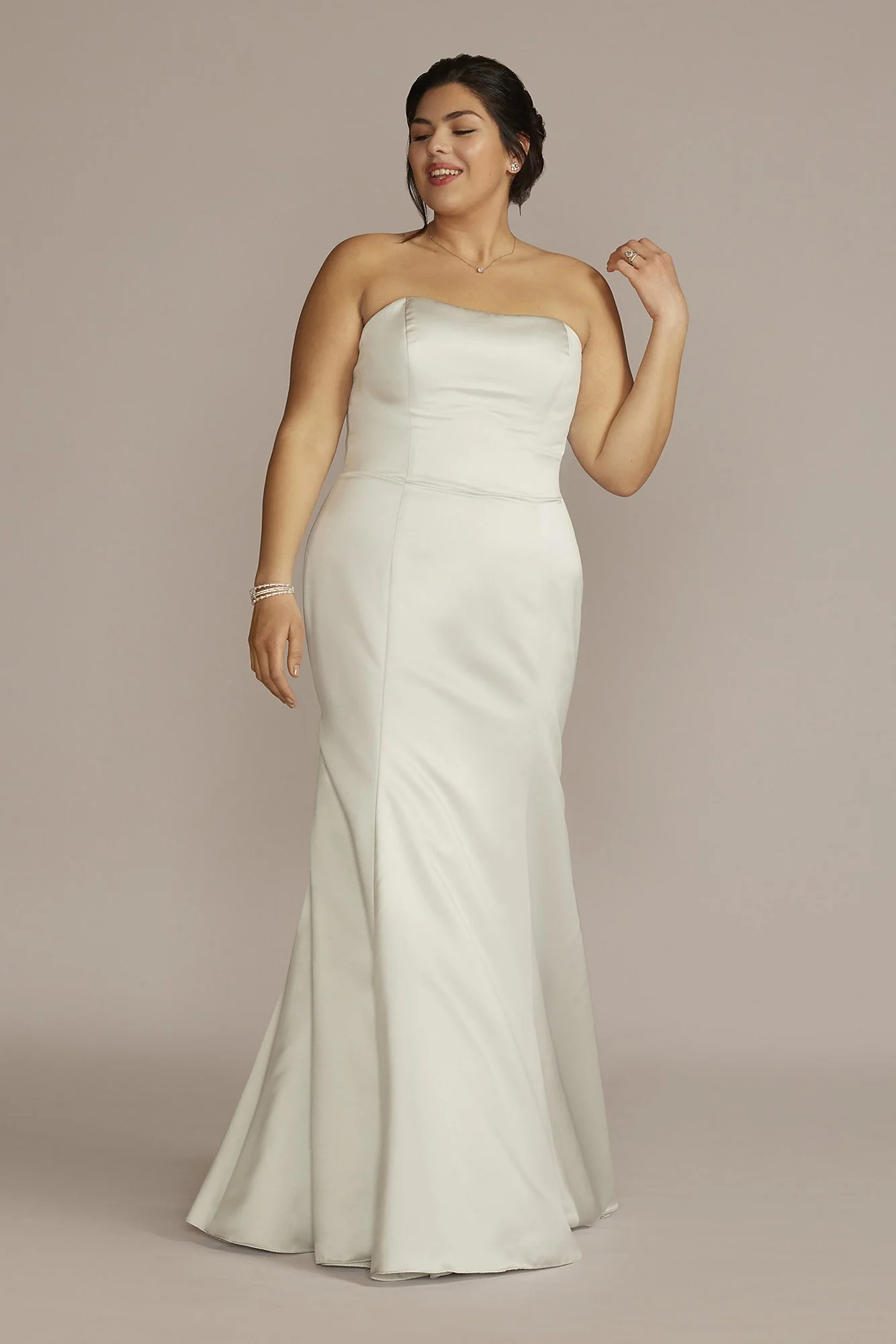 As Is Satin Strapless Mermaid Plus Wedding Dress - Image 2