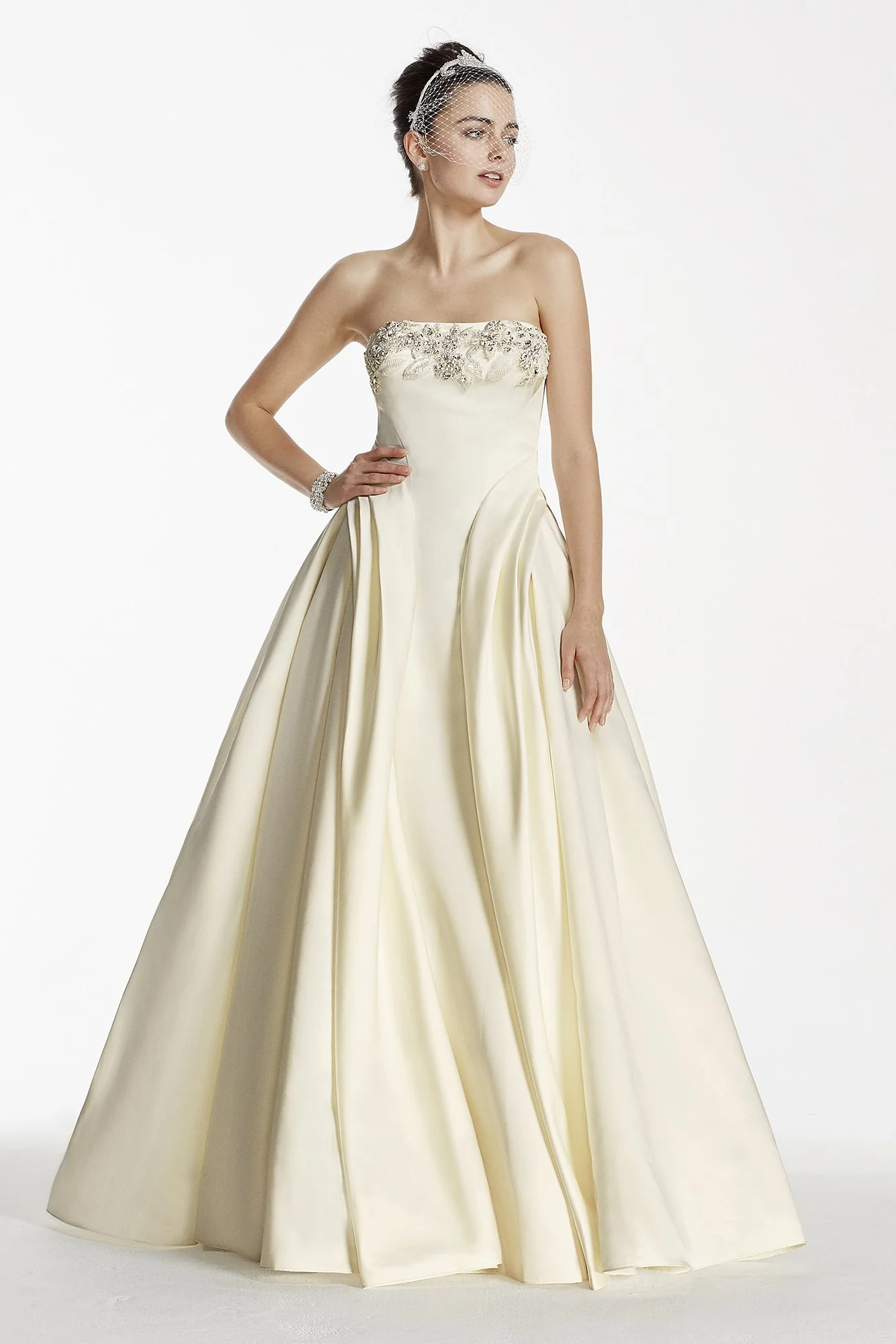 As-Is Satin Wedding Dress with Beading Detail - Image 2
