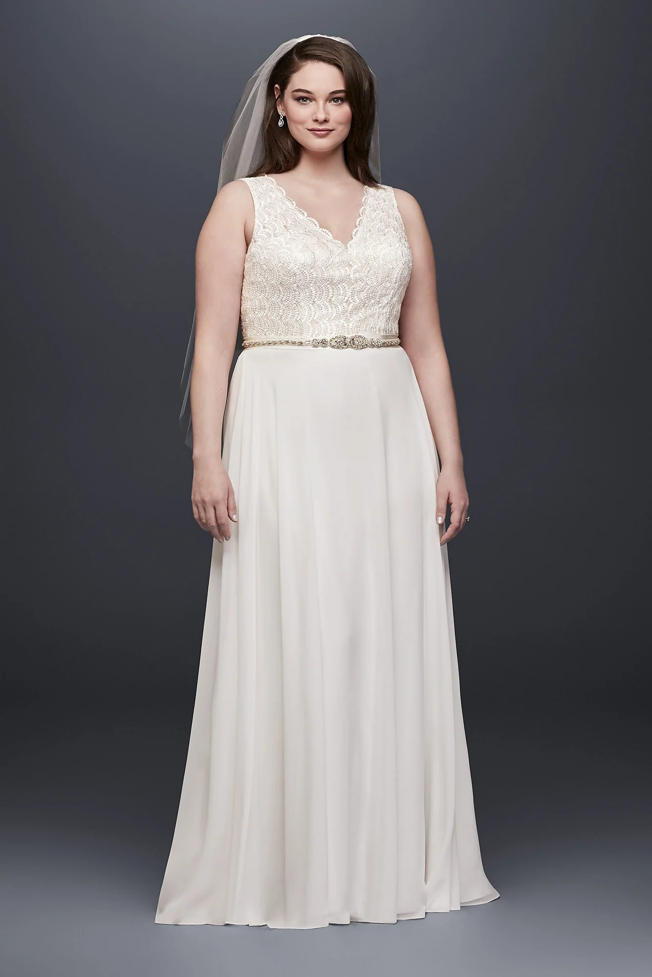 As-Is Scalloped Lace Plus Size Wedding Dres