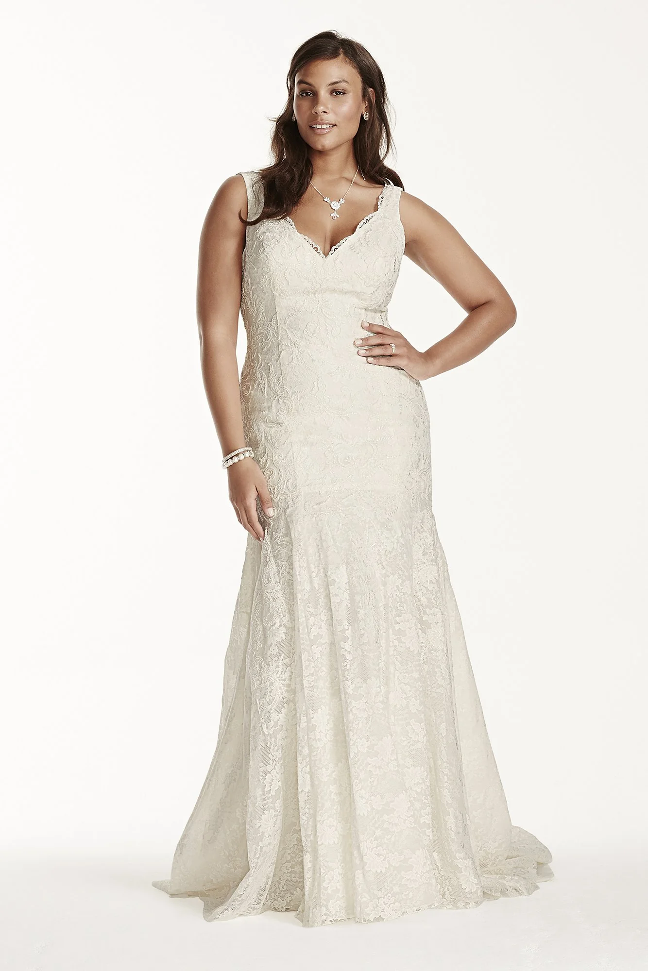 As-Is Scalloped Mermaid Plus Size Wedding Dress - Image 2