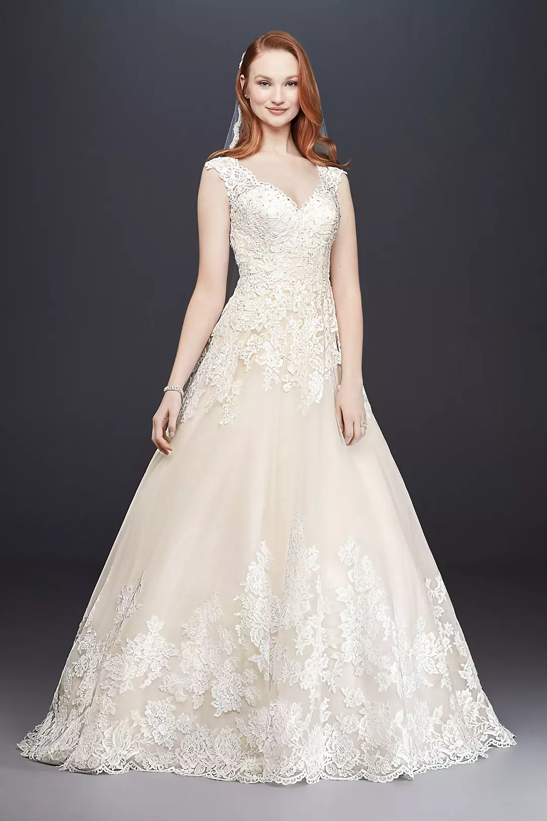 As-Is Scalloped V-Neck Tulle Wedding Dress - Image 4