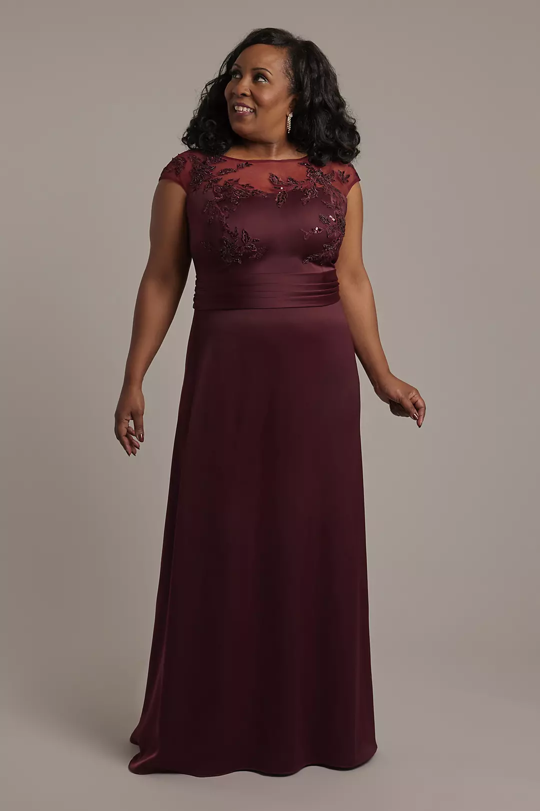 As Is Sequin Applique Crepe-Back Satin Slim Dress - Image 3