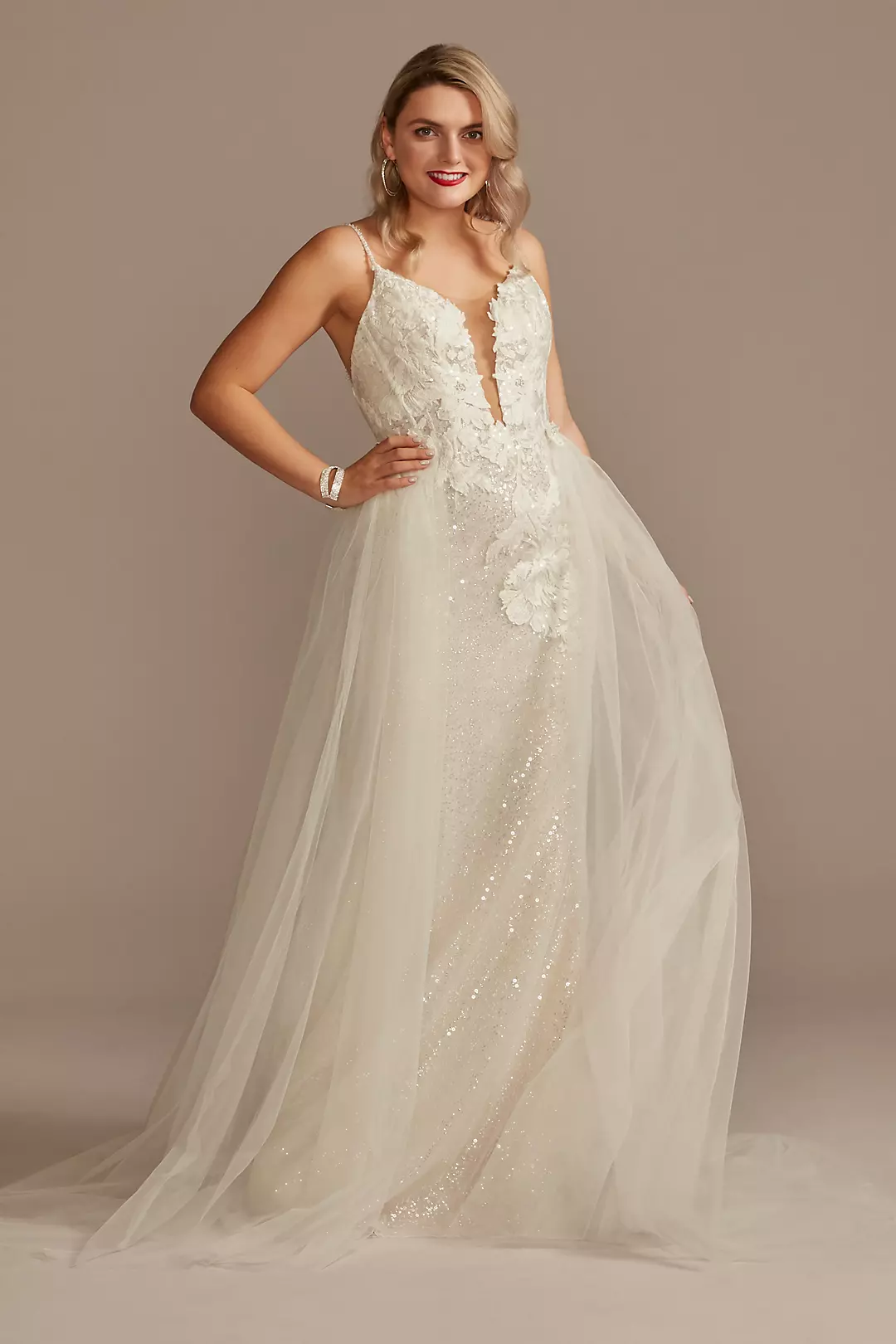 As Is Sequin Wedding Dress with Removable Train - Image 2