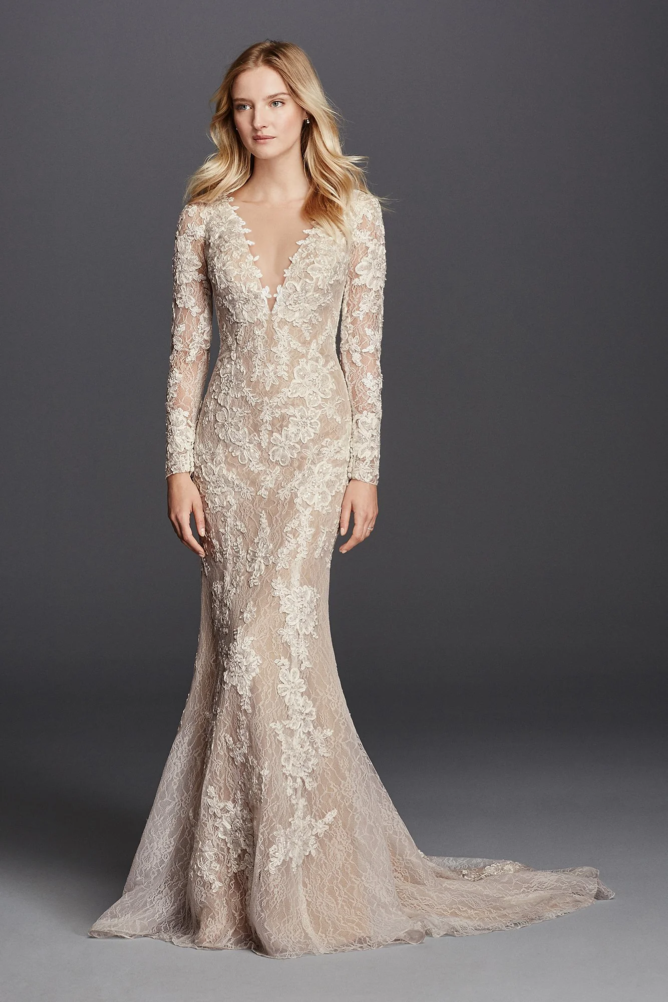 As-Is Sheath Long Sleeve with Illusion V-Neckline - Image 2