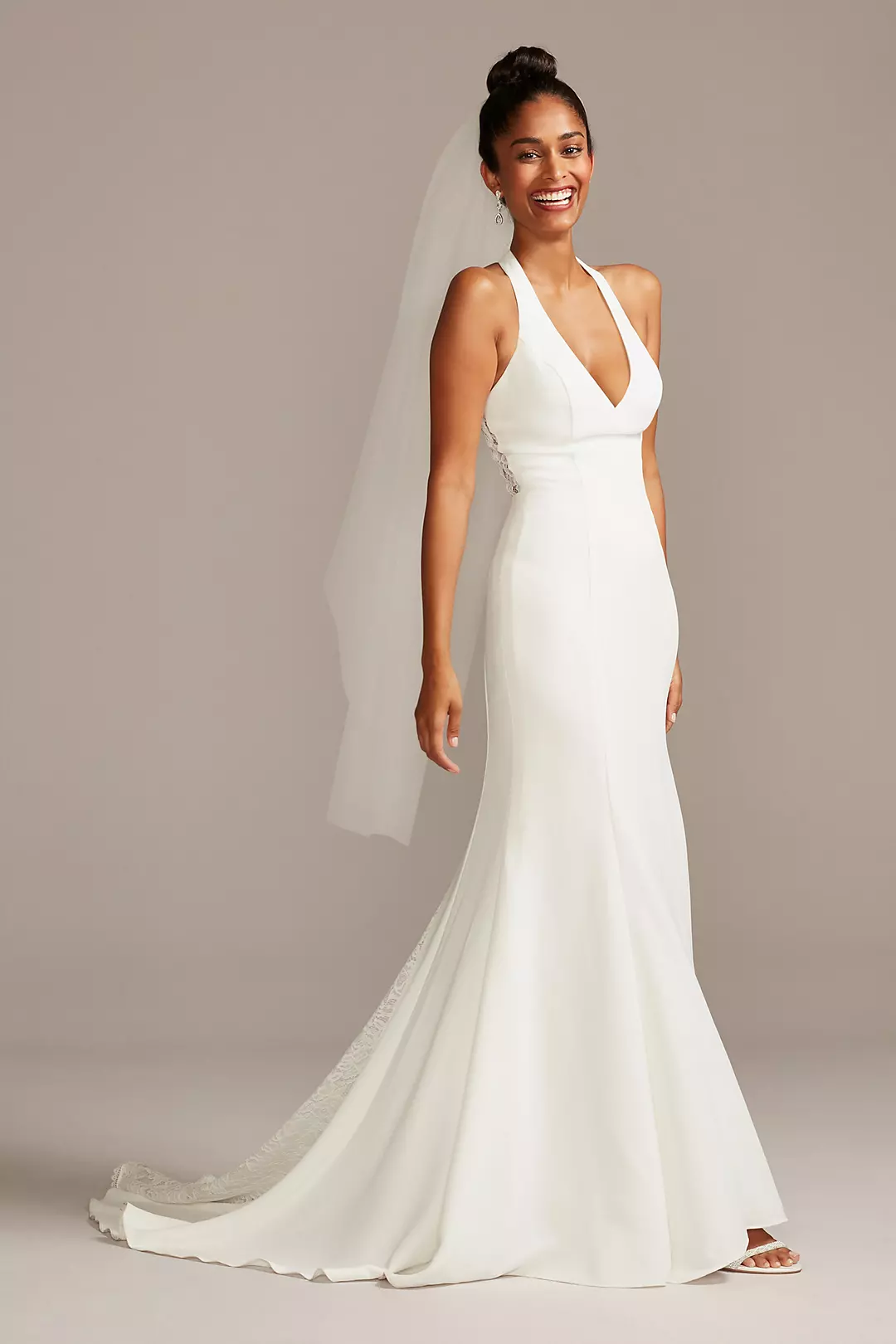 As Is Sheer Back Wedding Dress with Lace Train - Image 3