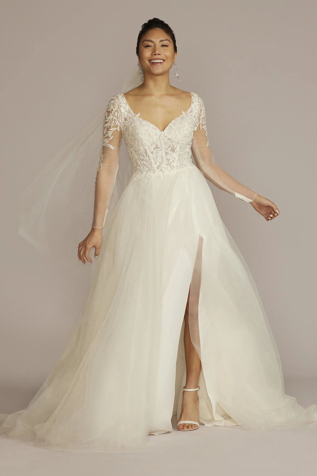 As Is Sheer Bodice Long Sleeve Wedding Dress
