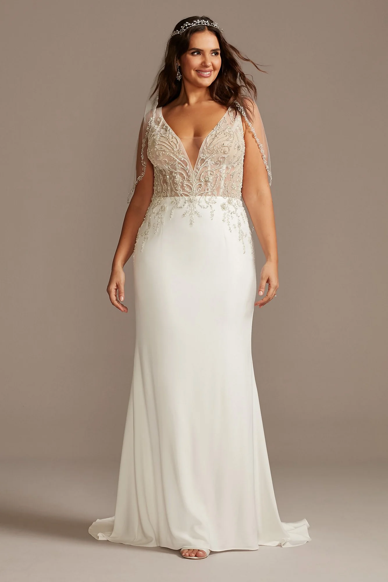 As Is Sheer Plunge Corset Plus Size Wedding Dress - Image 2