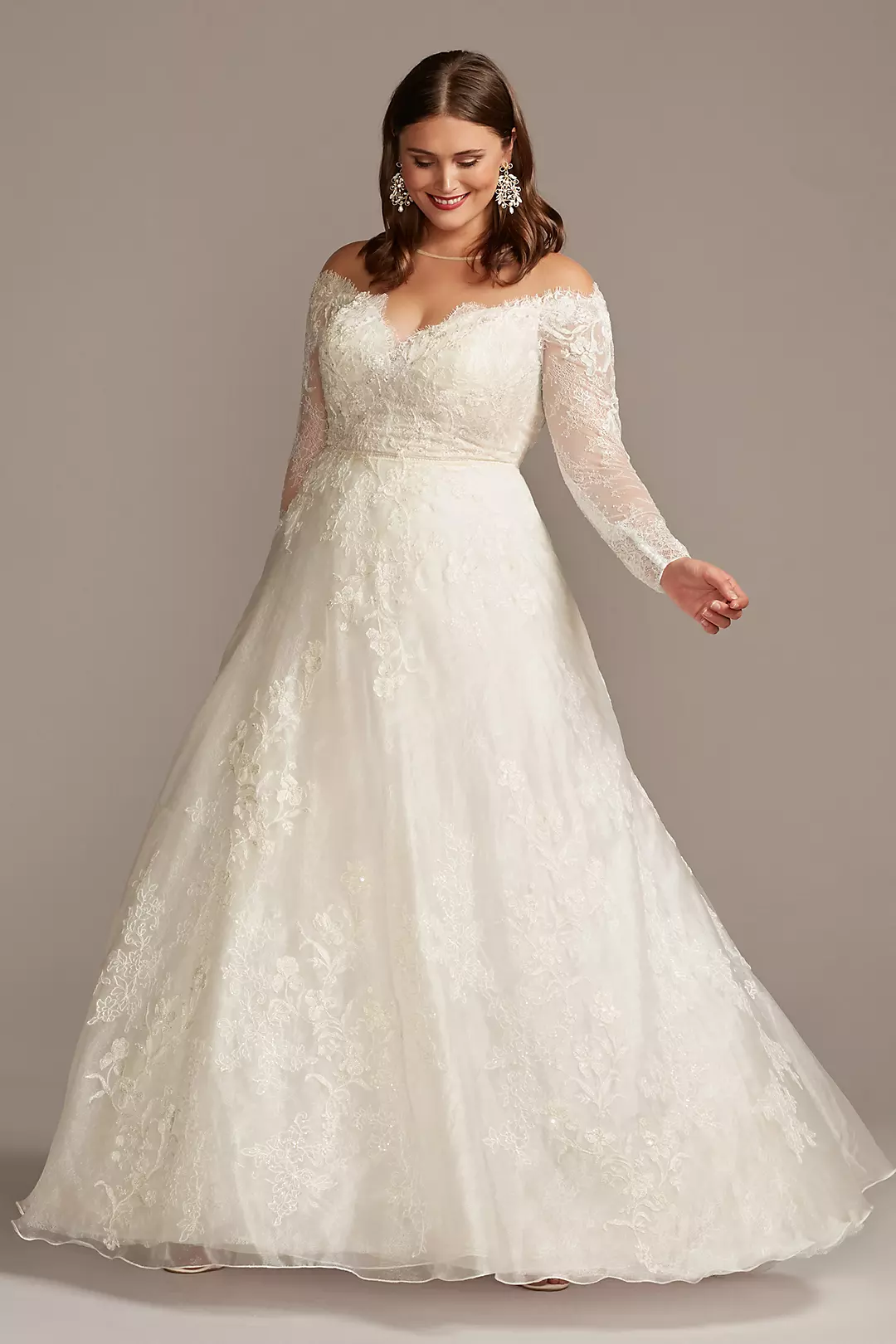 As Is Shimmer Lace Applique Plus Wedding Dress - Image 4