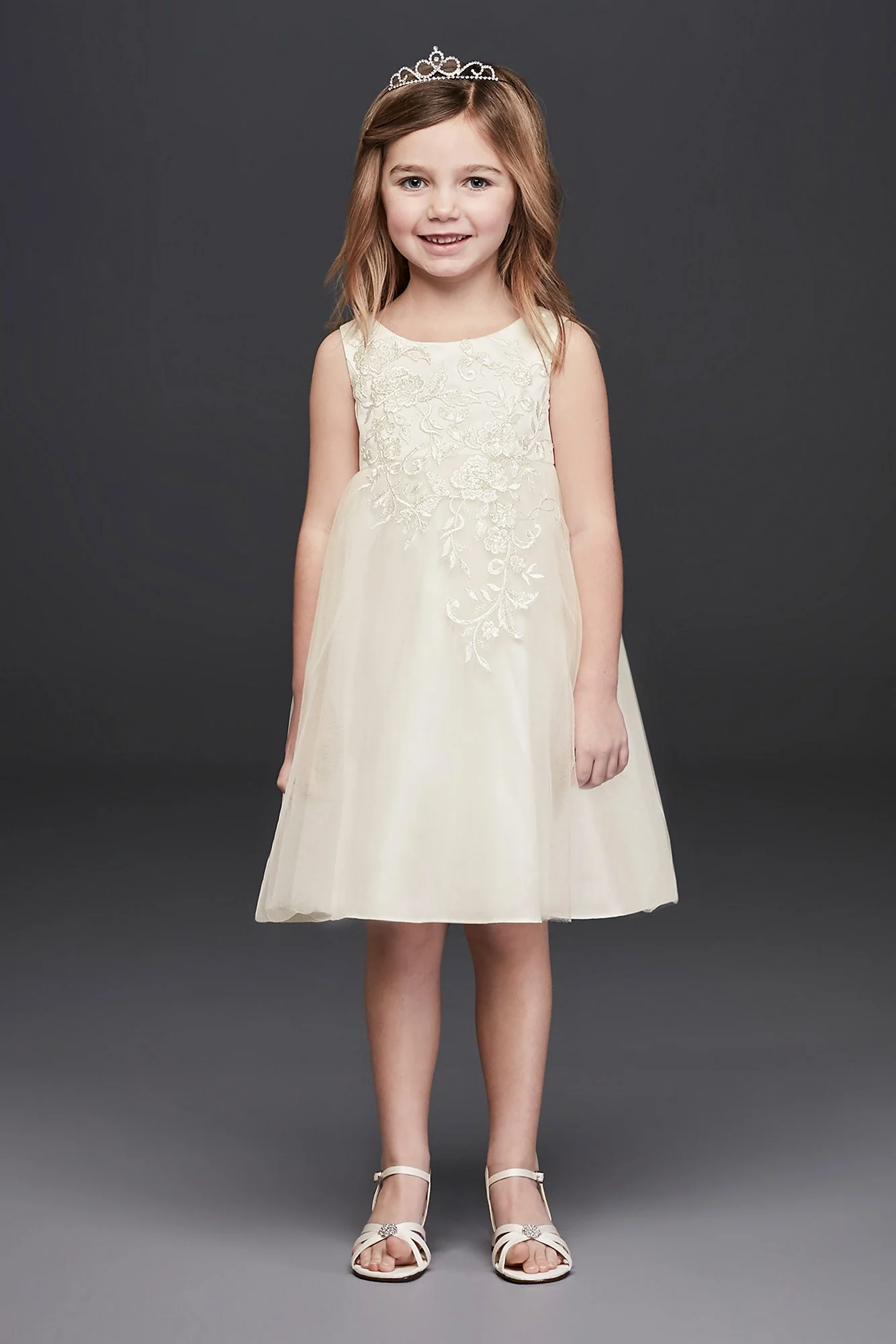 As-Is Short Appliqued Tulle Flower Girl Dress