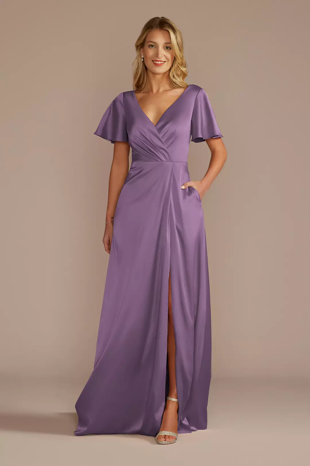 As Is Short Sleeve Stretch Charmeuse Dress