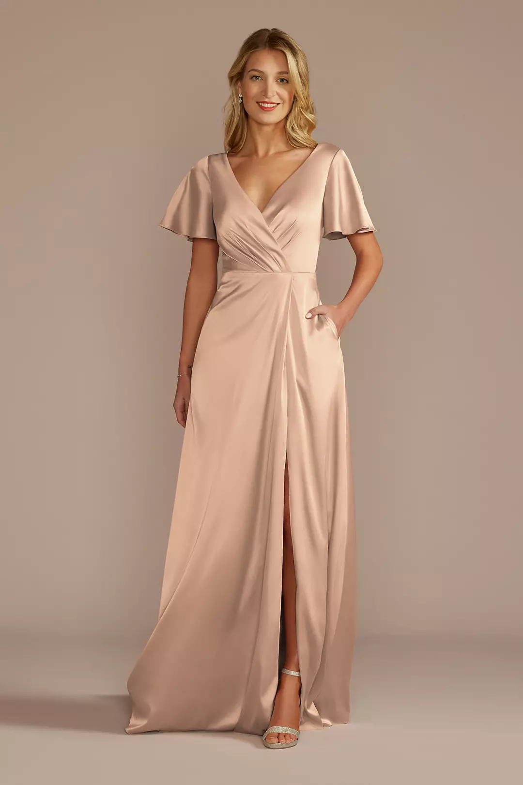 As Is Short Sleeve Stretch Charmeuse Dress - Image 2