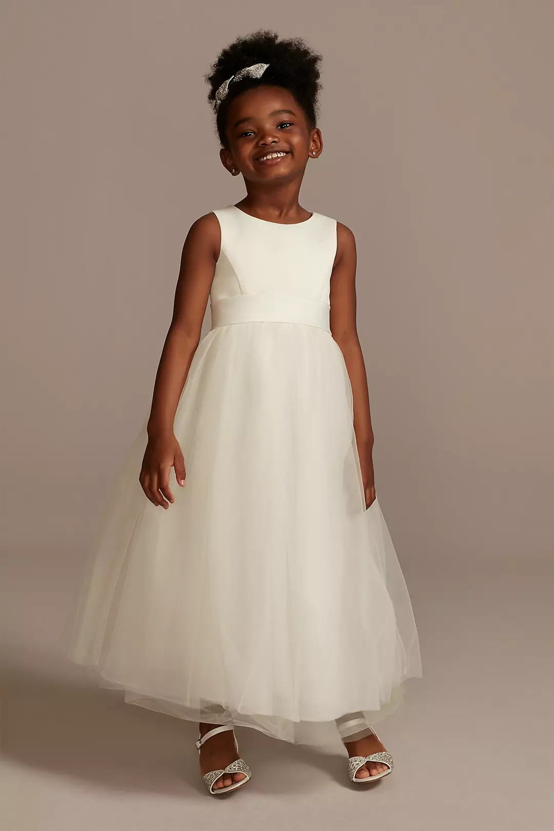 As Is Sleeveless Satin Flower Girl with Full Skirt - Image 2