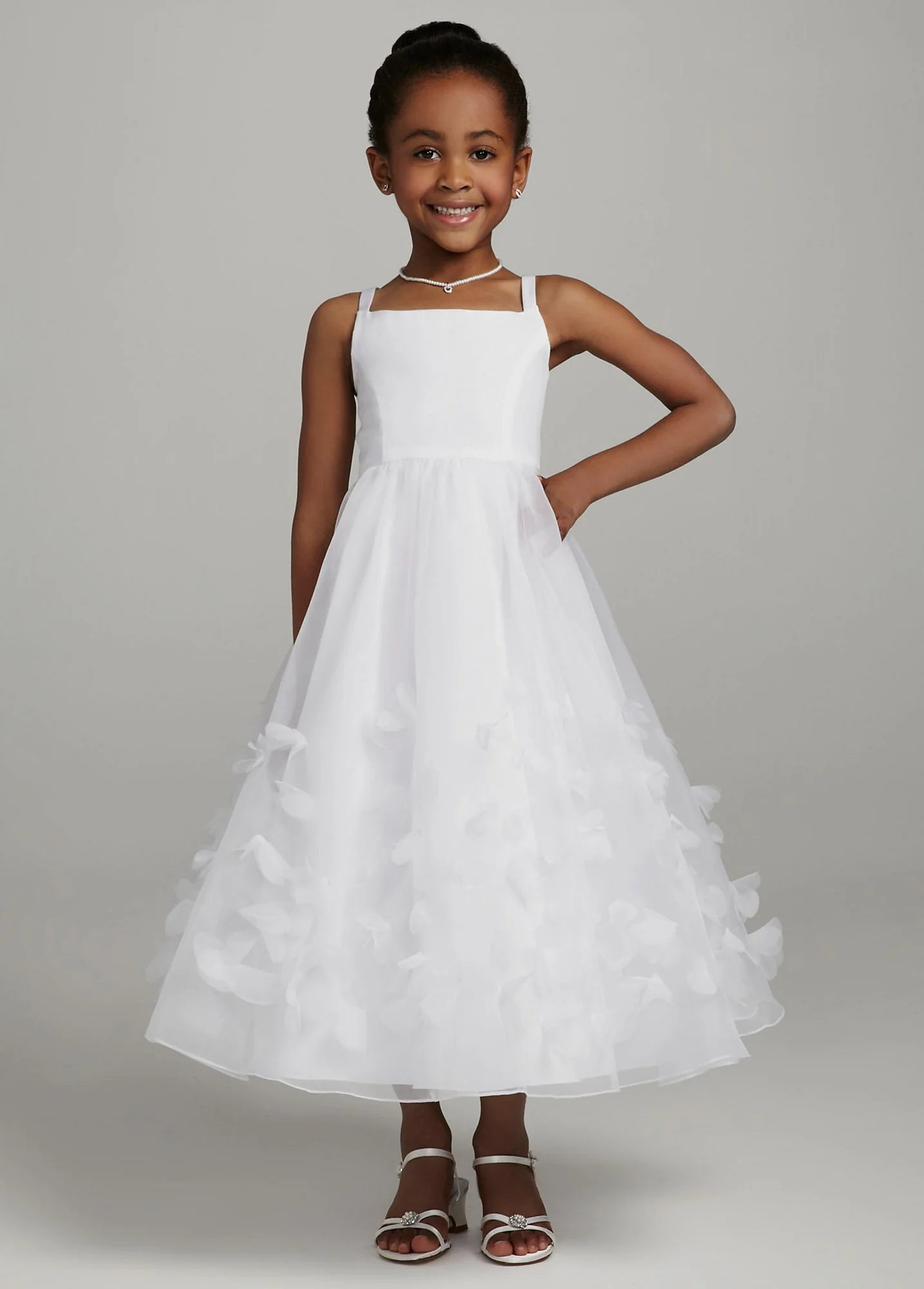As-Is Spaghetti Strap Organza Gown with 3D Petals