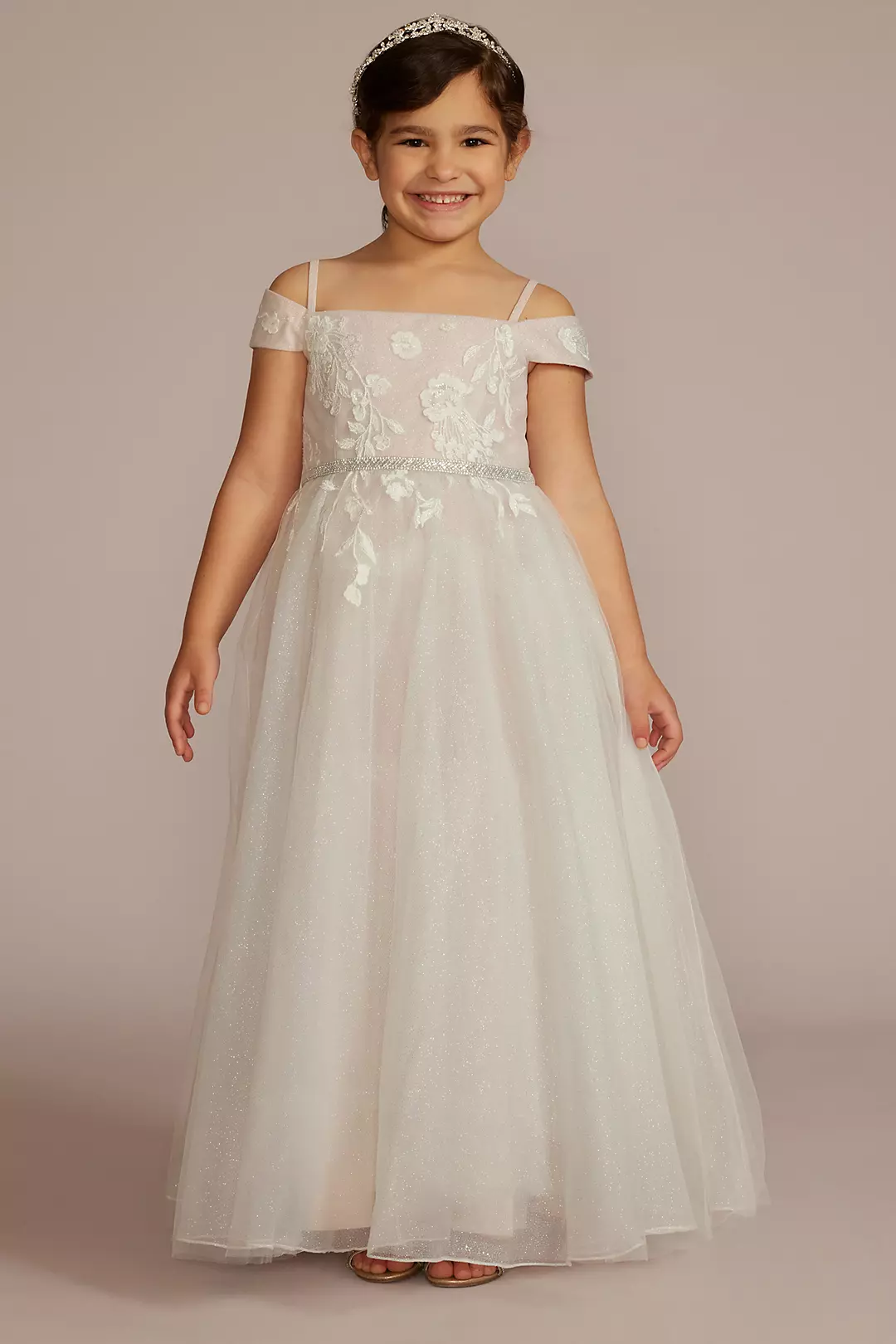 As Is Sparkle Flower Girl Dress with Applique - Image 3
