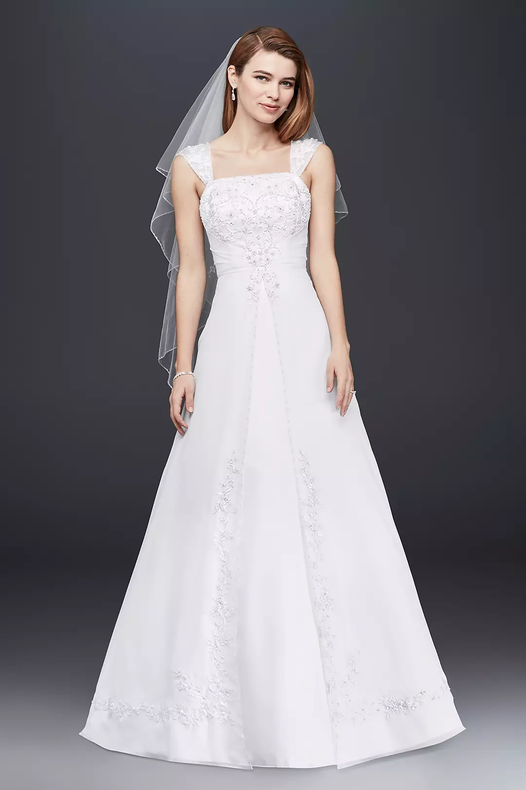 As Is Split Front Wedding Dress with Cap Sleeves - Image 2