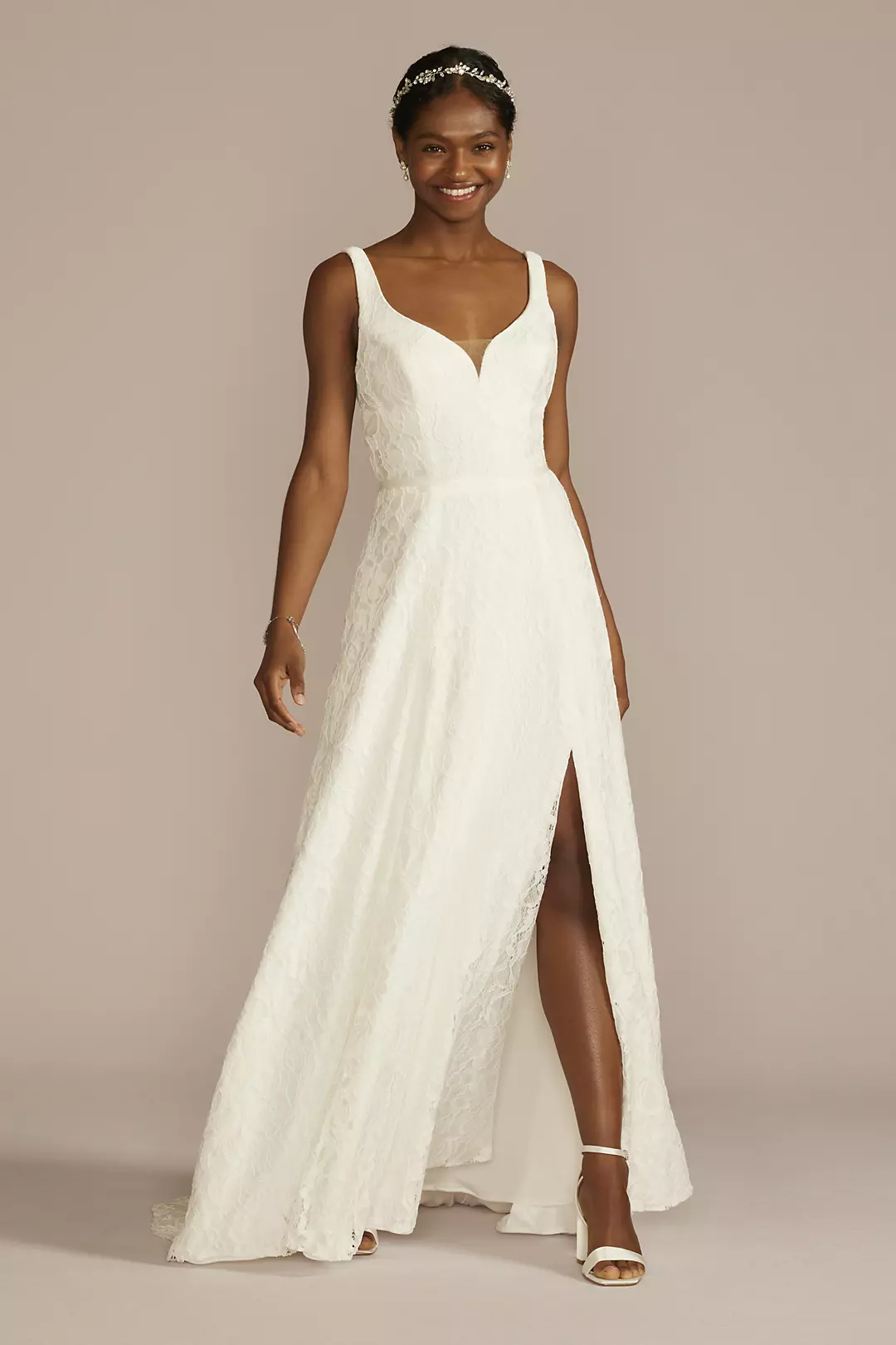 As Is Square Allover Lace A-Line Wedding Dress - Image 3