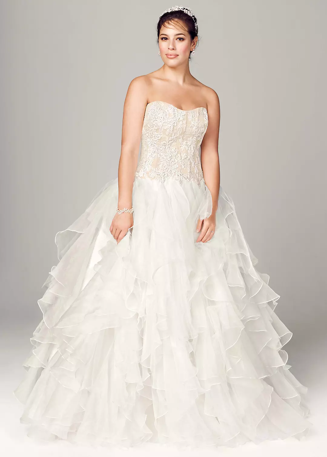As Is Strapless Ball Gown with Ruffled Skirt - Image 4