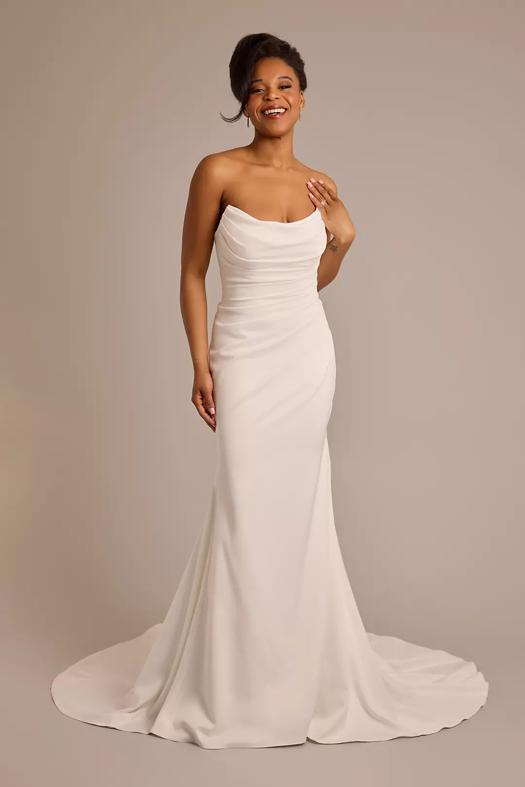 As Is Strapless Draped Satin Mermaid Wedding Dress