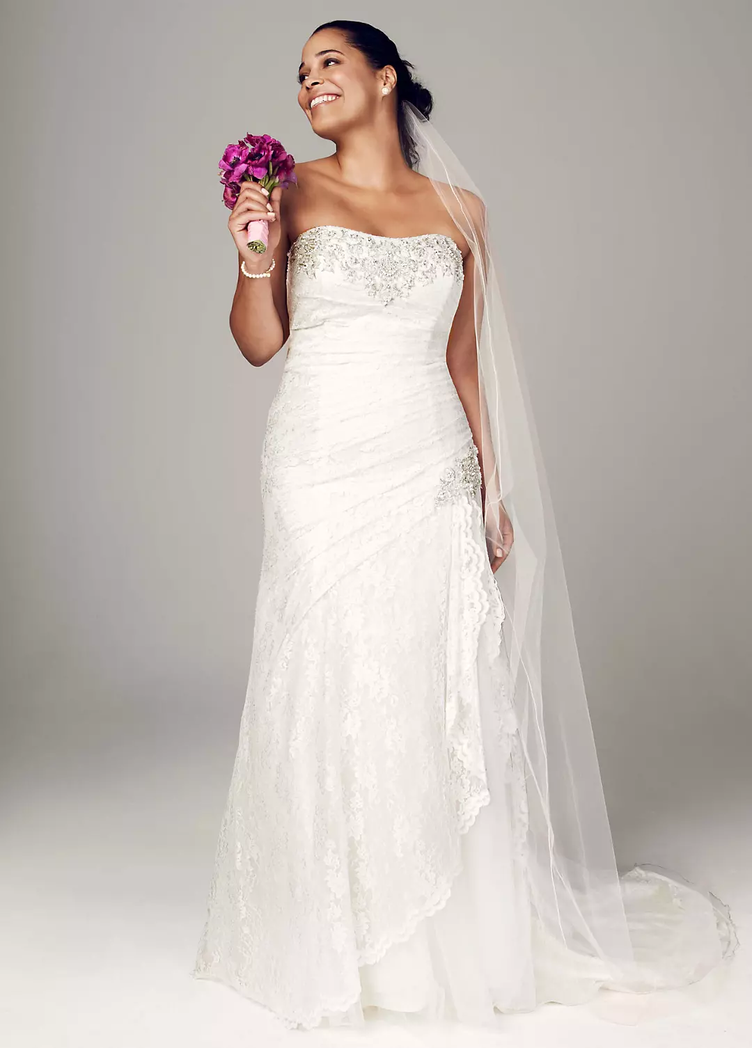 As Is Strapless Lace A-line Plus Gown with Split - Image 22