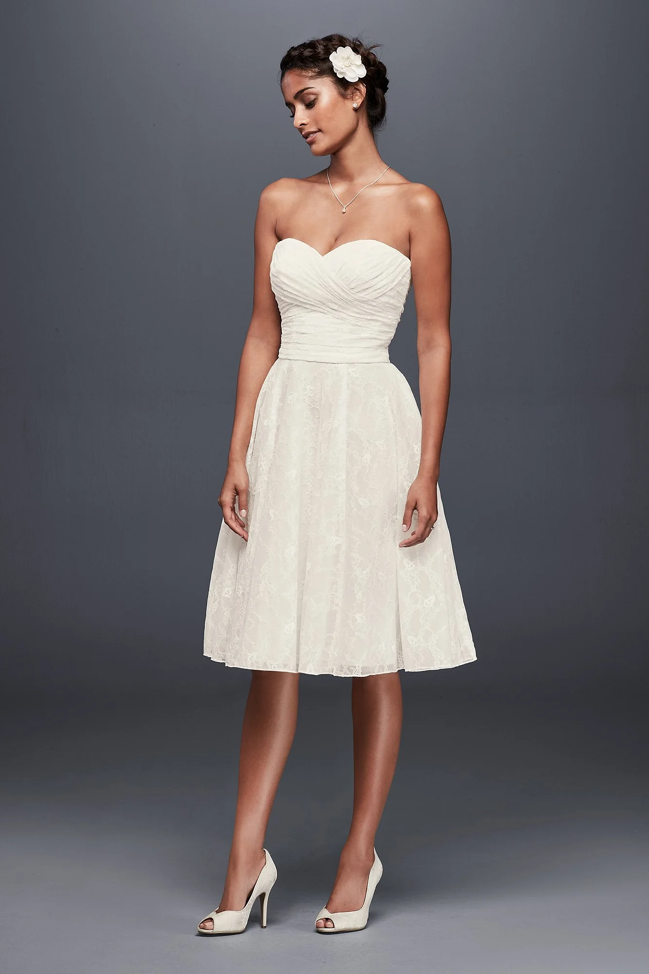 As-Is Strapless Lace Short Wedding Dress