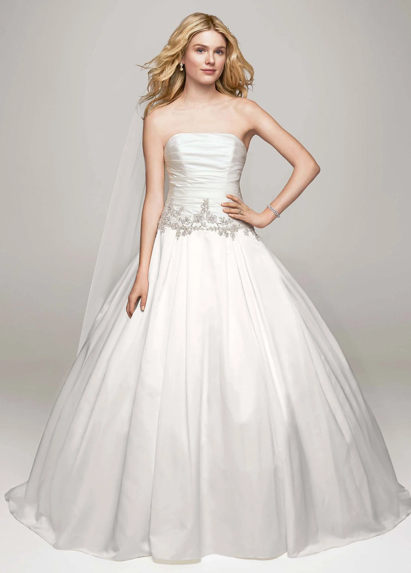As Is Strapless Satin Wedding Dress with Accents