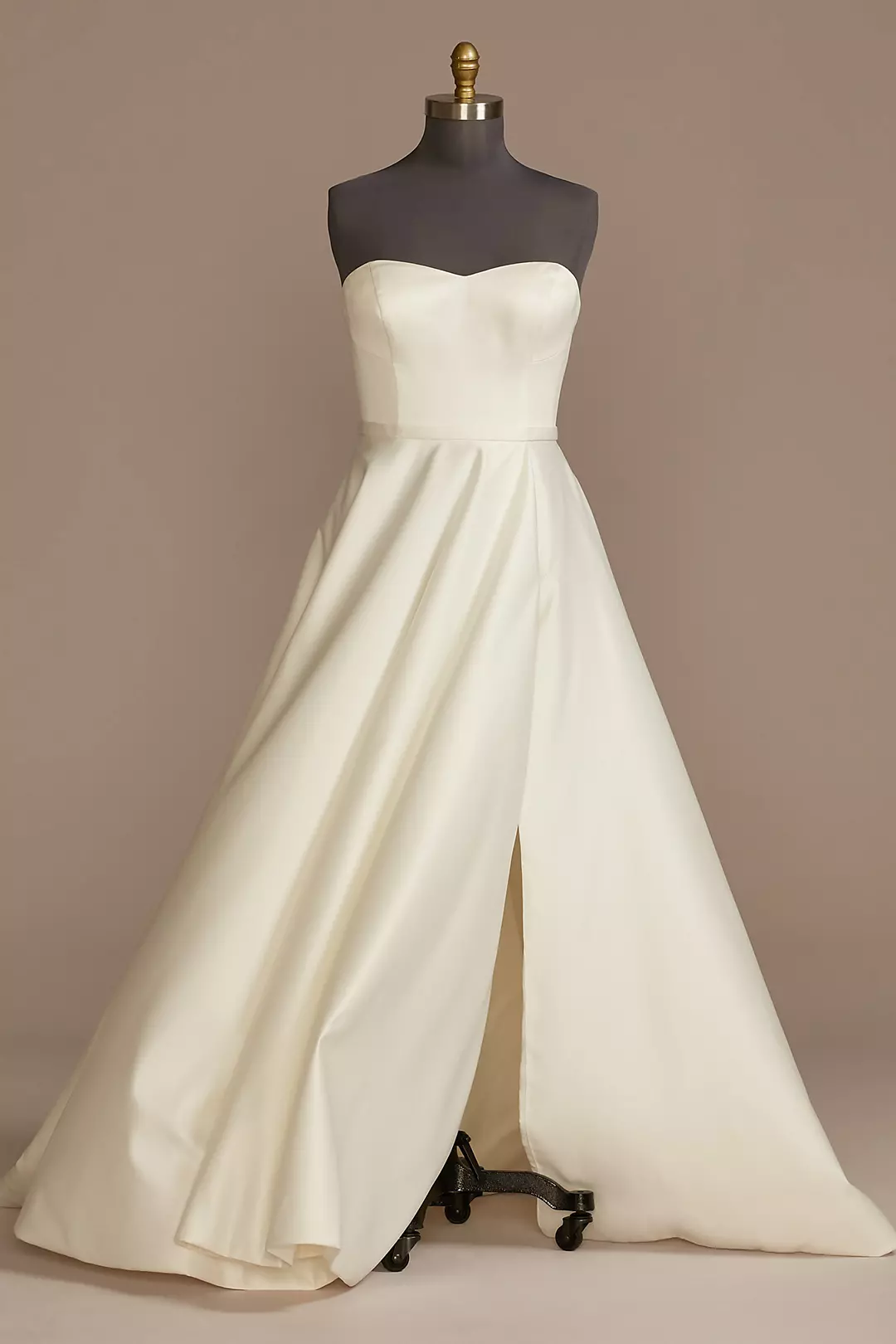 As Is Strapless Satin Wedding Dress with Slit - Image 2