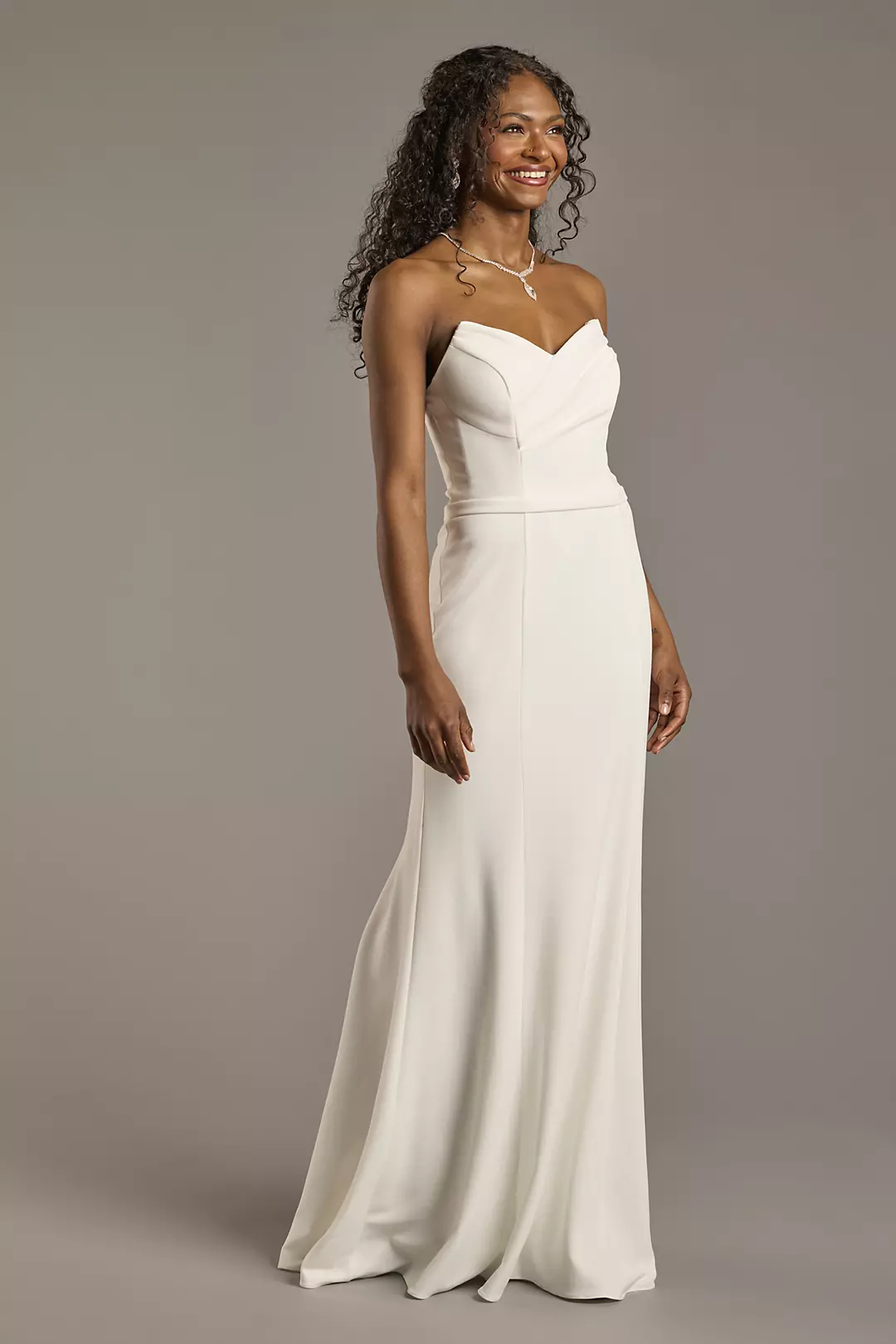 As is Strapless Stretch Crepe Sheath Wedding Dress