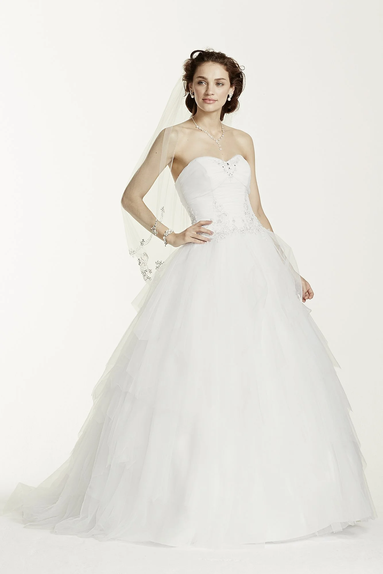 As-Is Strapless Tiered Tulle Wedding Dress - Image 2