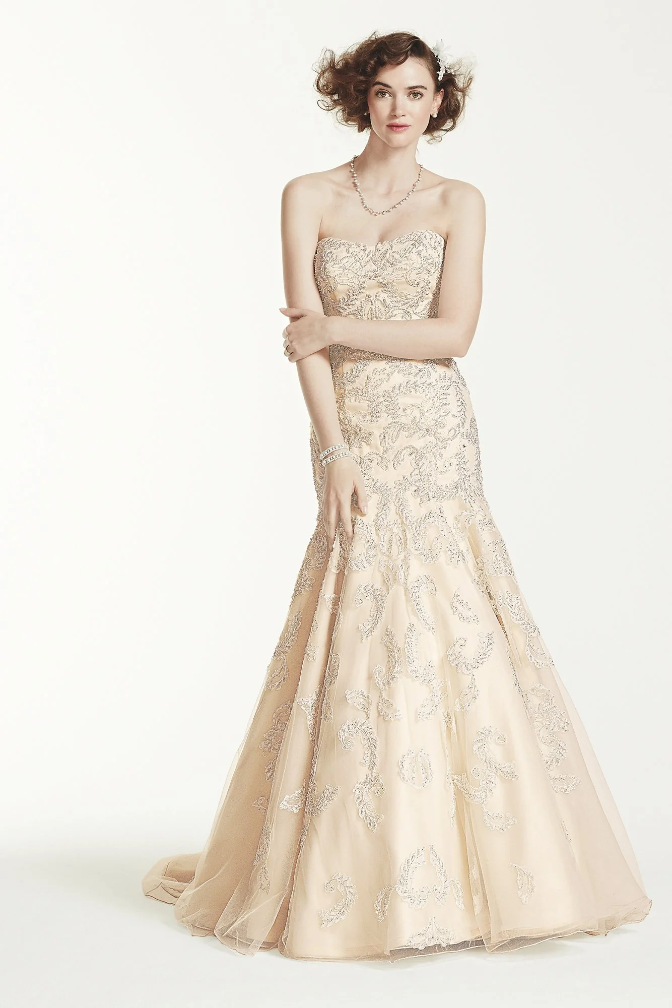 As-Is Strapless Trumpet Gown with Beaded Details