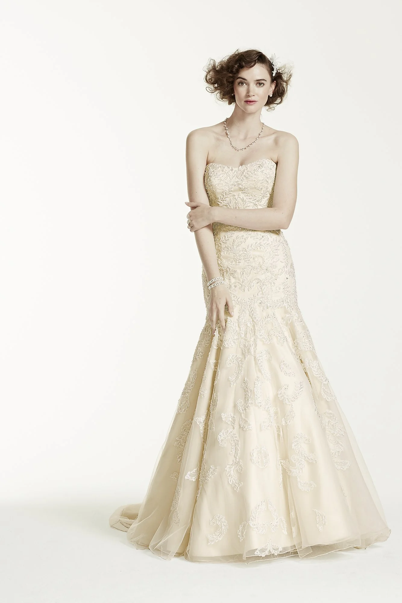 As-Is Strapless Trumpet Gown with Beaded Details - Image 2