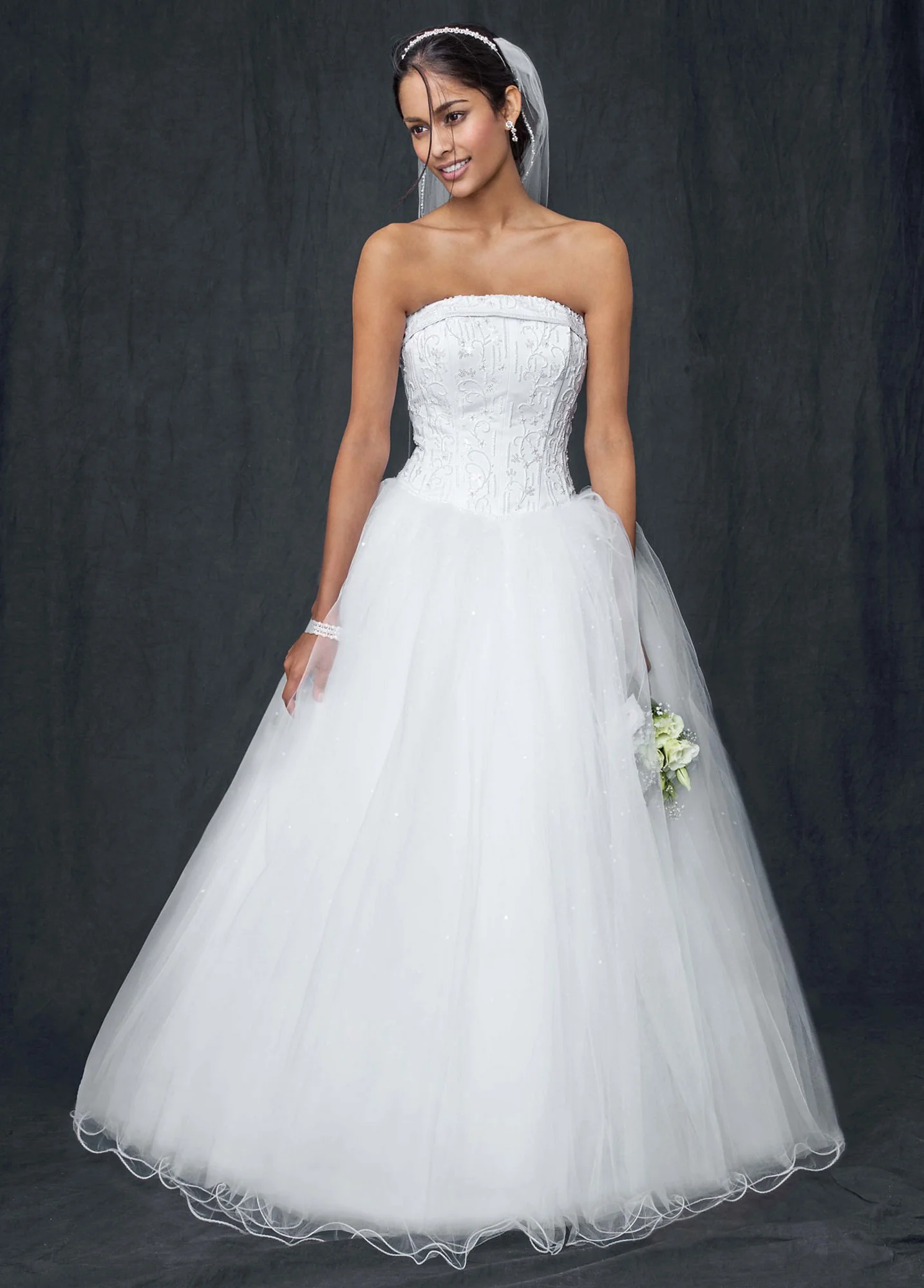 As-Is Strapless Tulle Ball Gown with Satin Bodice