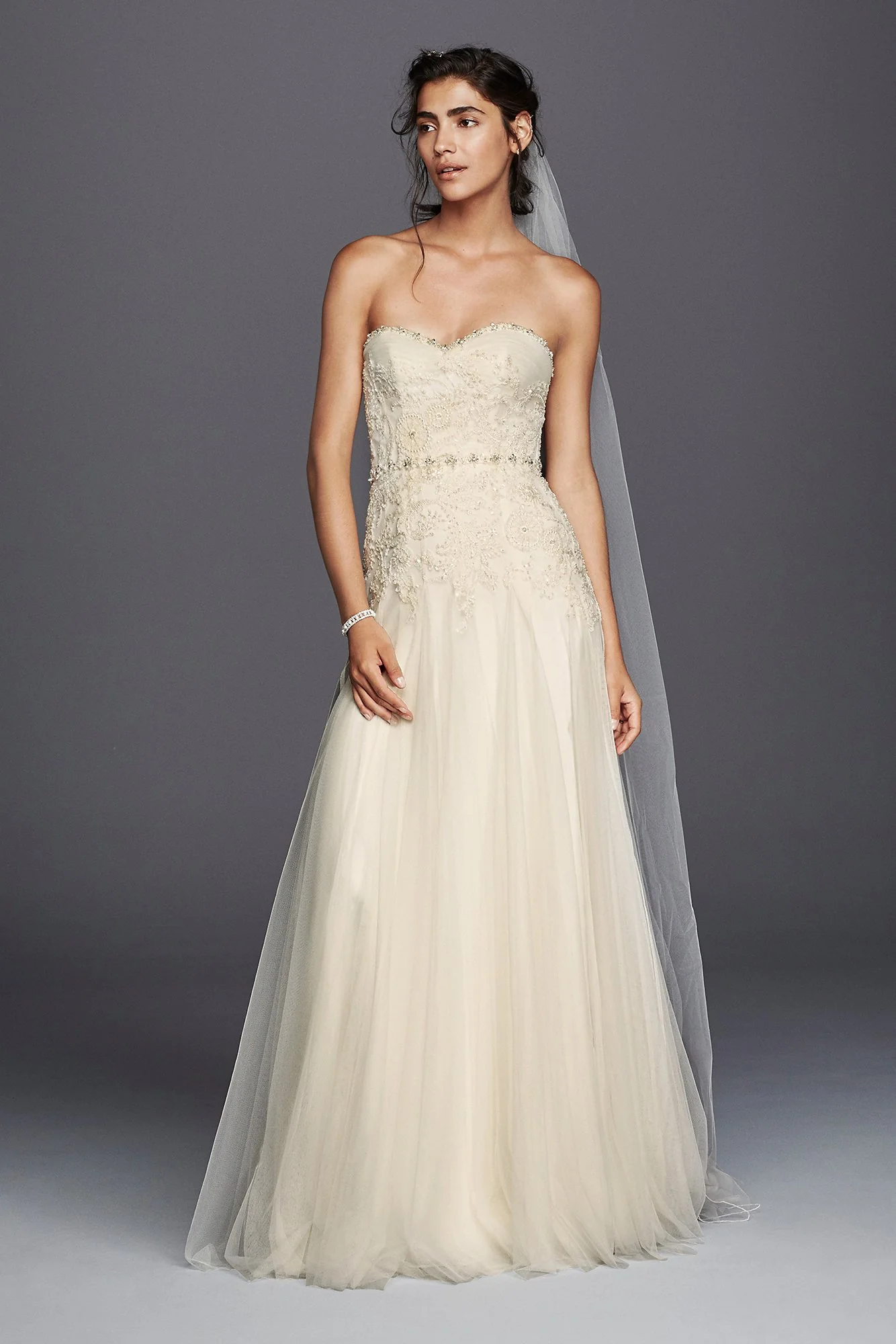 As-Is Strapless Tulle Sheath Wedding Dress