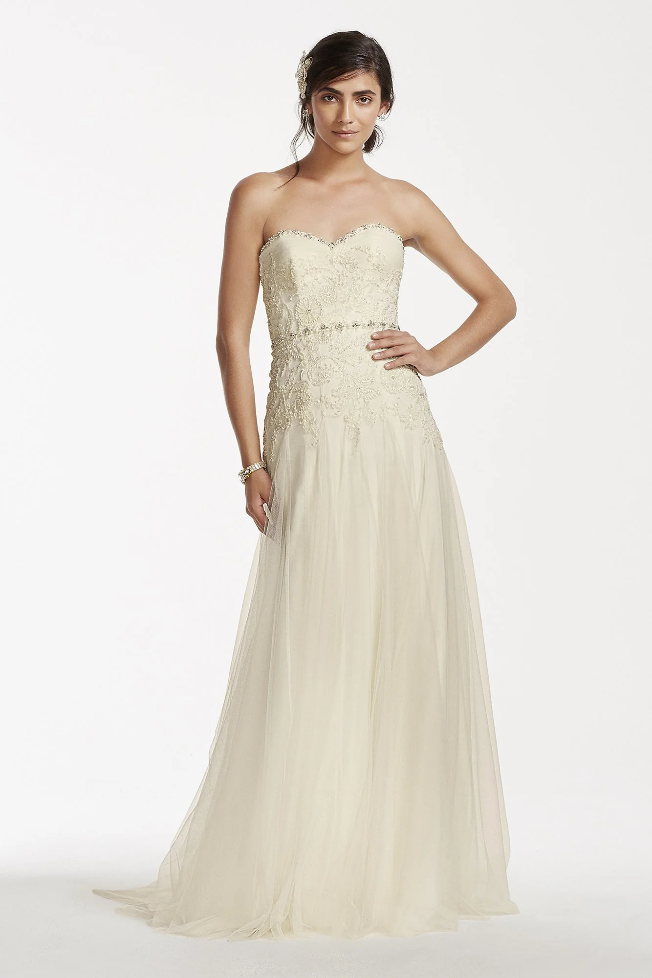 As-Is Strapless Tulle Sheath Wedding Dress - Image 2
