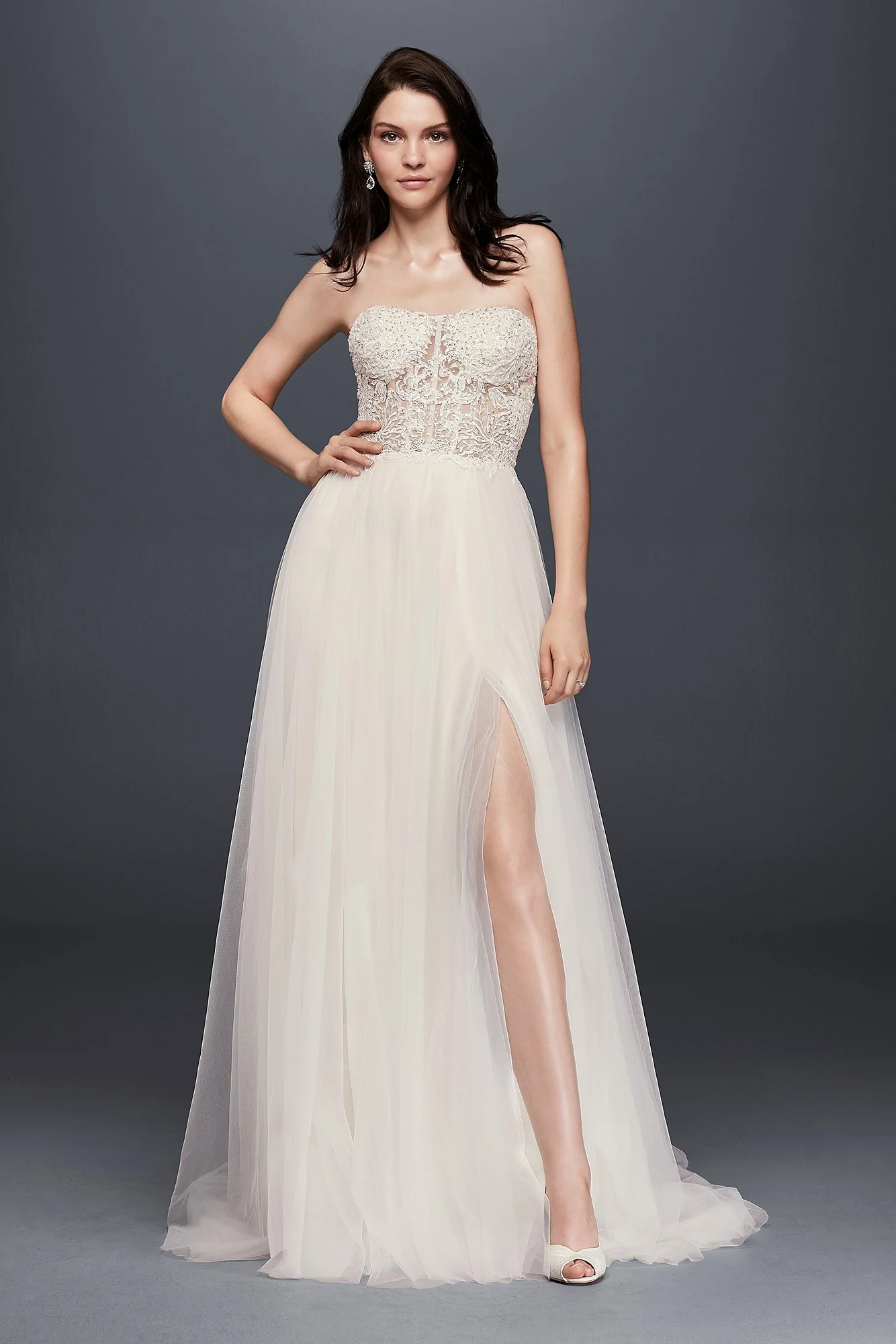 As-Is Strapless Wedding Dress with Tulle Skirt