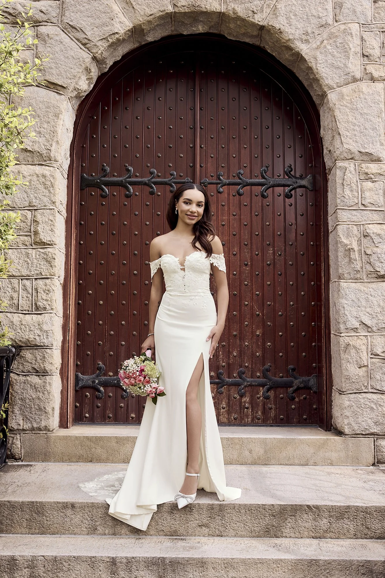 As Is Stretch Crepe Plunge Mermaid Wedding Dress - Image 2