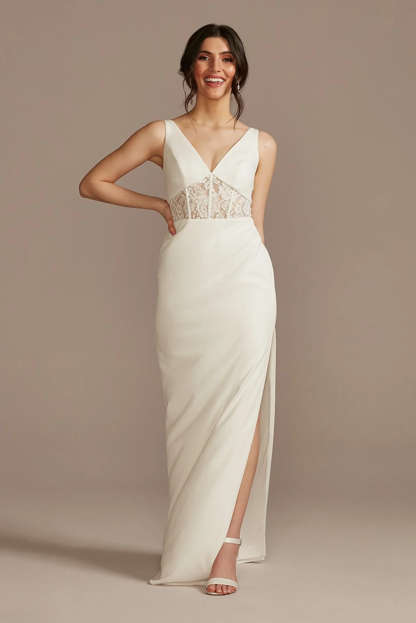 As Is Stretch Crepe Sheath Wedding Dress - Image 2