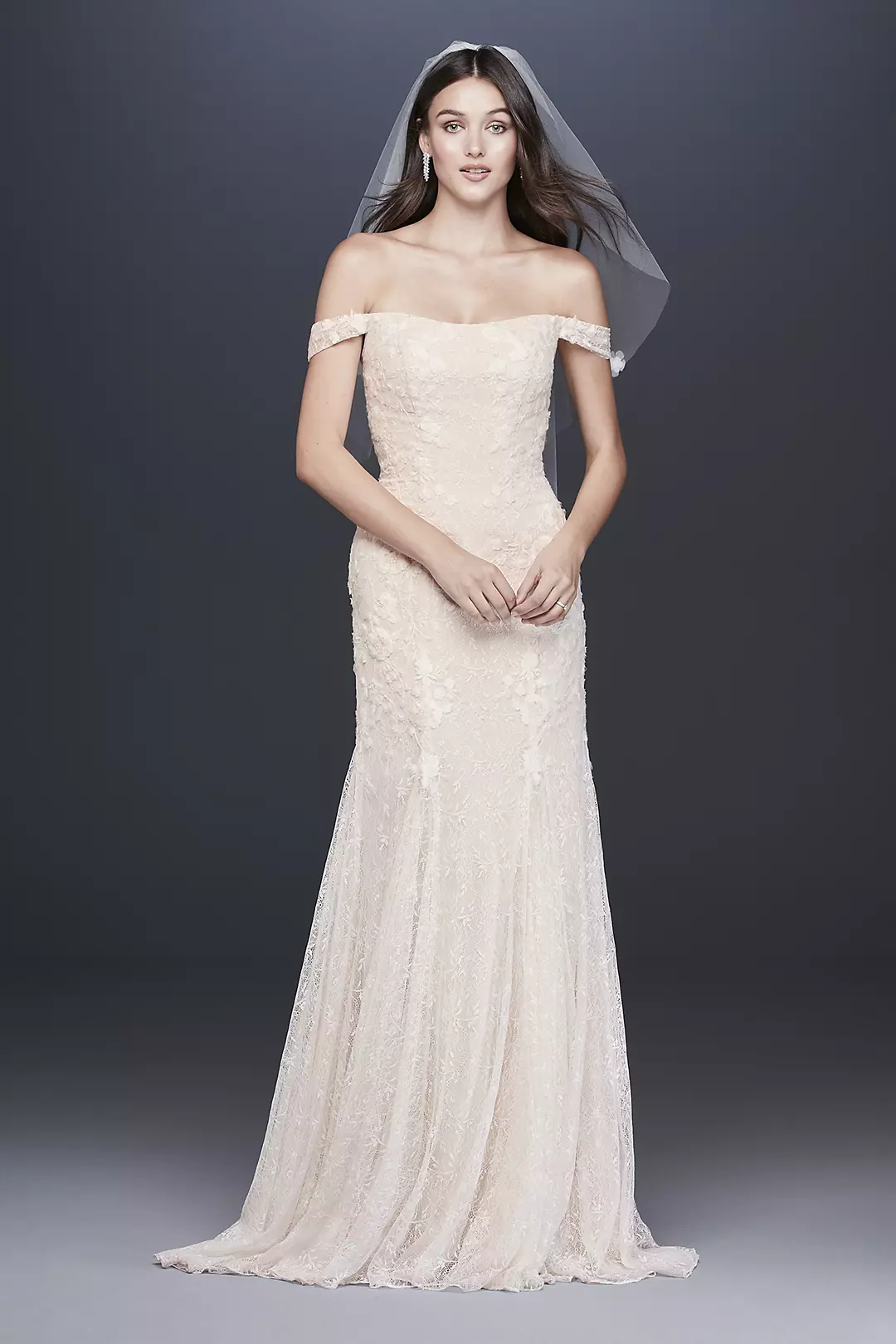 As-Is Swag Sleeve Lace Trumpet Wedding Dress - Image 9
