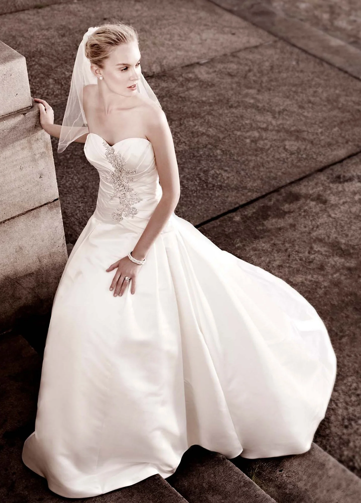 As-Is Sweetheart Ball Gown Beaded Floral Applique - Image 2