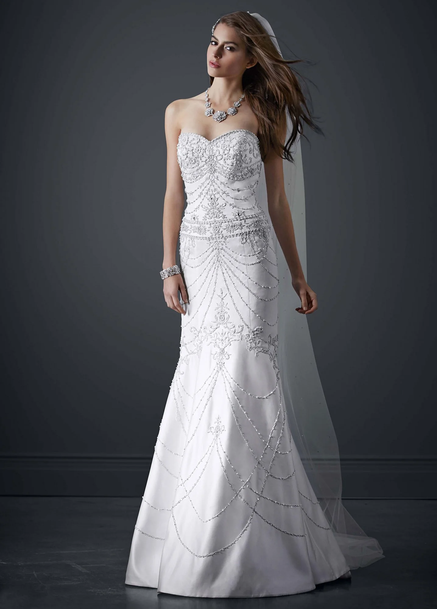 As-Is Sweetheart Mermaid Gown with Allover Beading