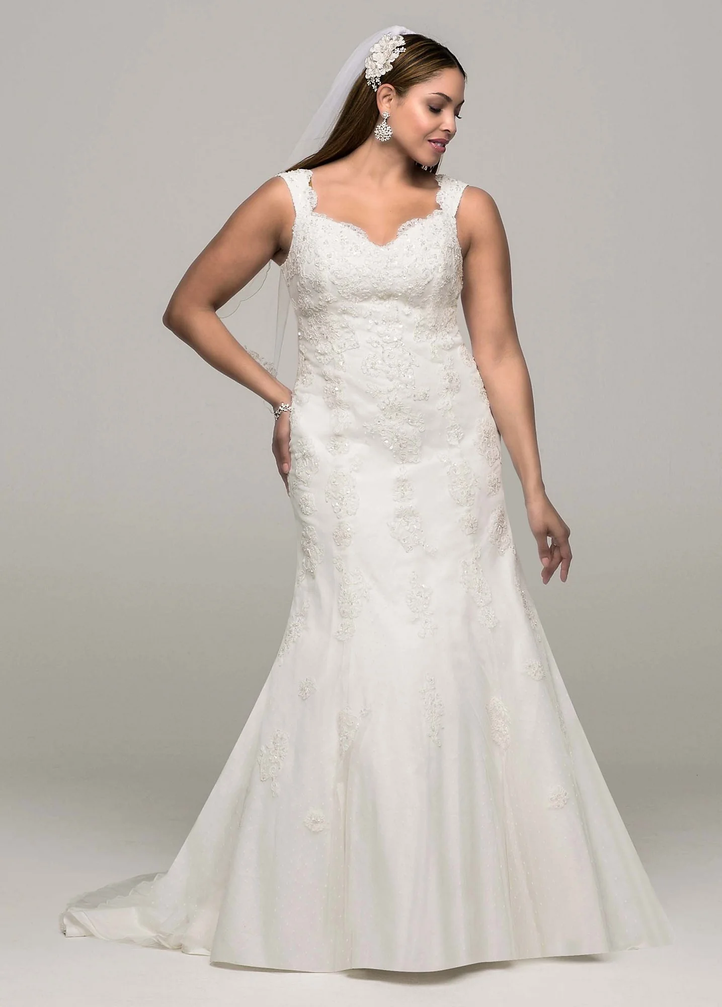 As-Is Tank Lace Plus Size Wedding Dress with Tulle - Image 2