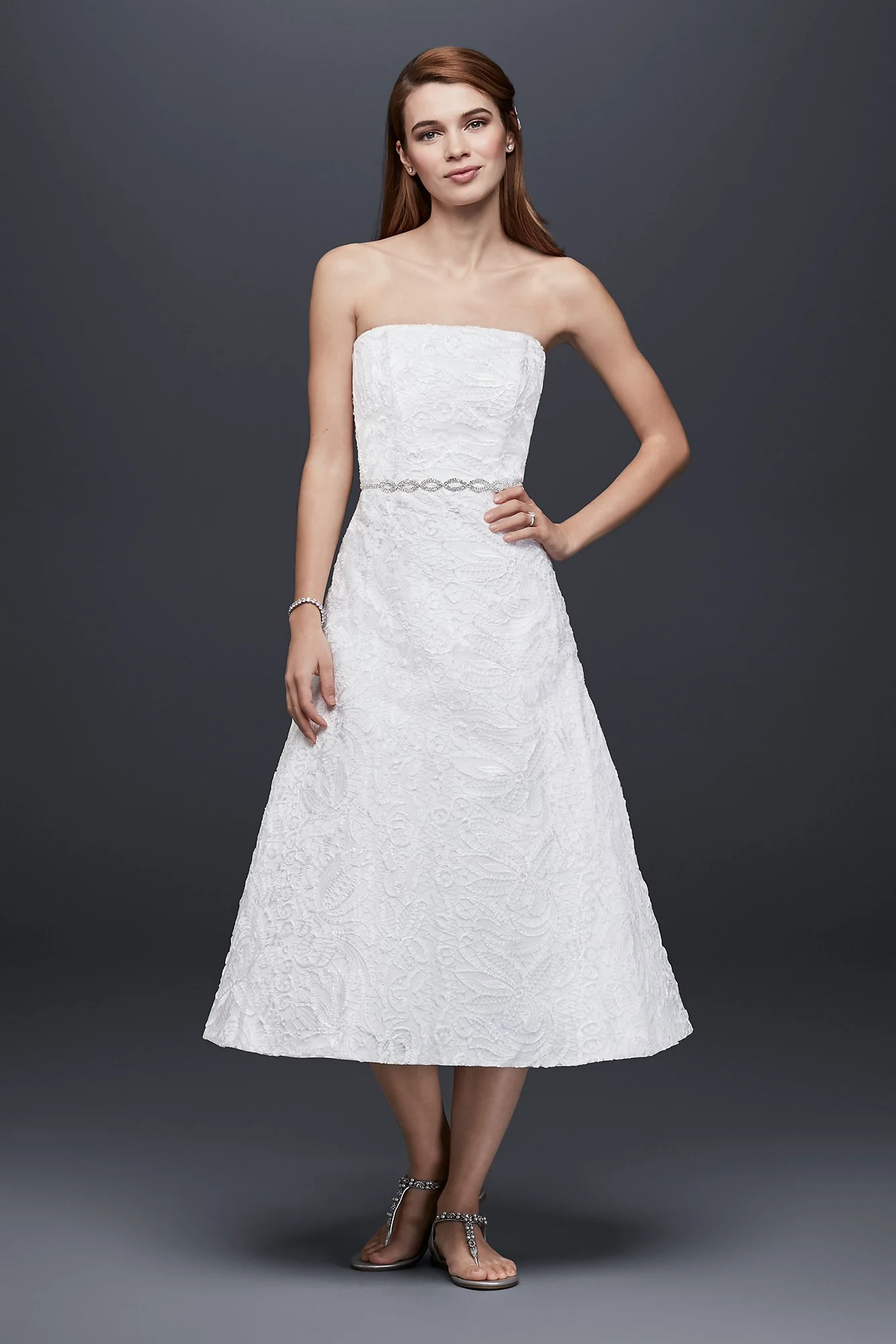 As-Is Tea-Length Soutache Lace Wedding Dress - Image 2