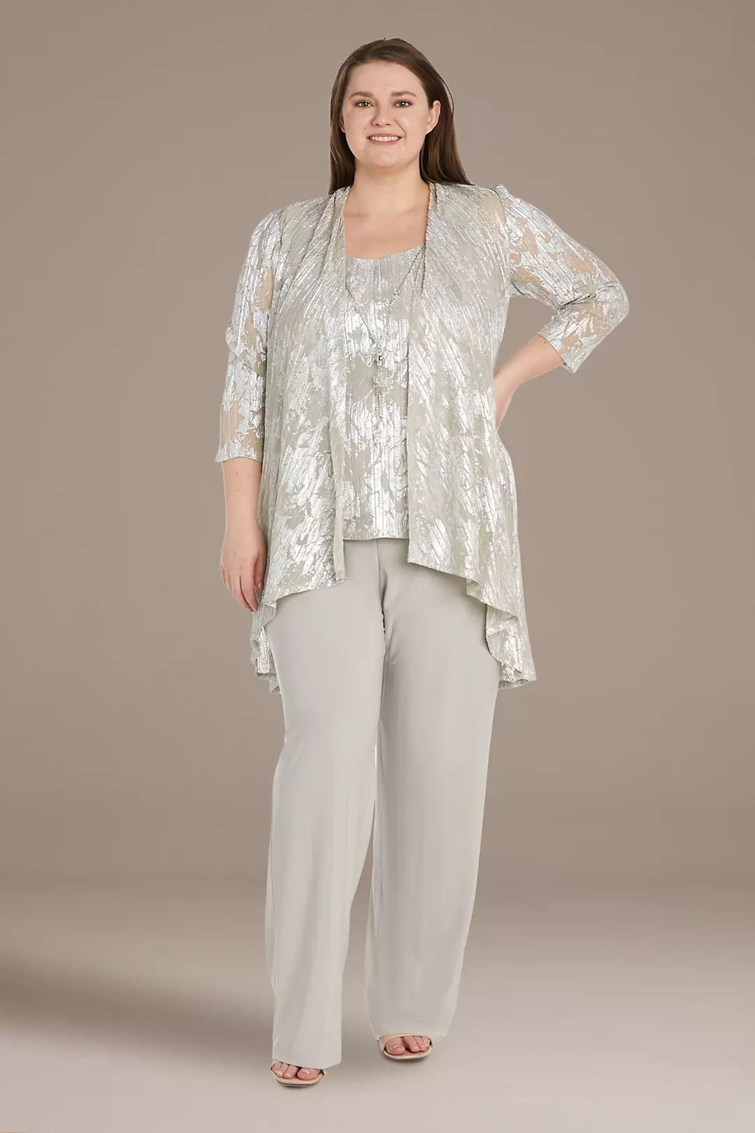 As is Three-Piece Metallic Patterned Pantsuit