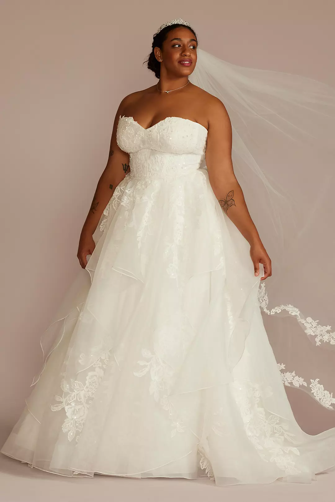 As Is Tiered Floral Ball Gown Wedding Dress