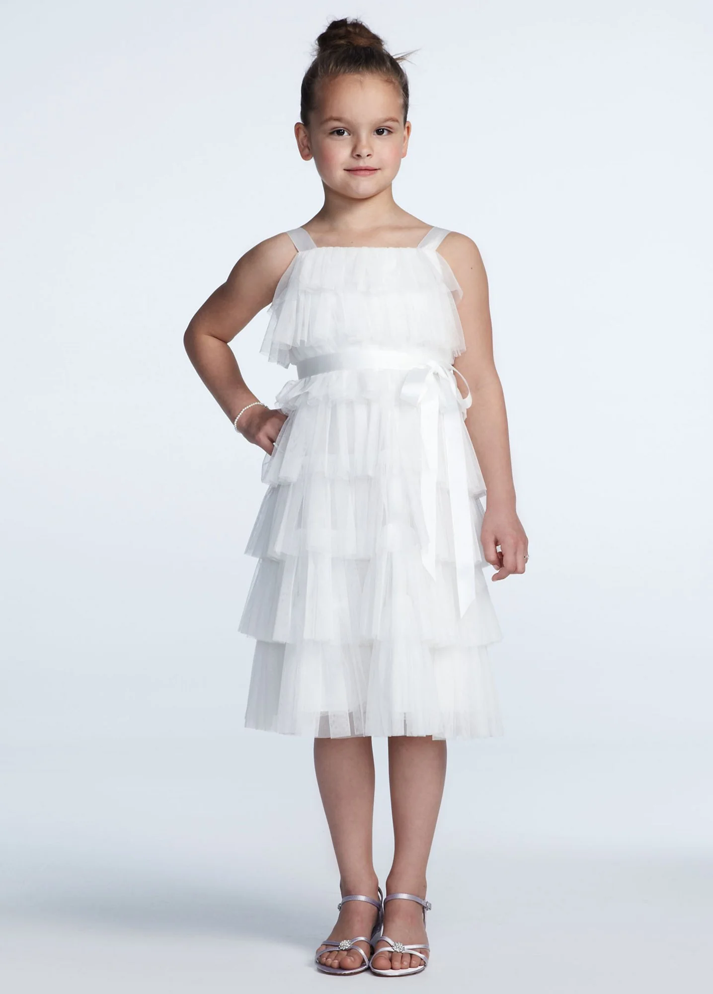 As-Is Tiered Mesh A Line Dress with Ribbon - Image 2