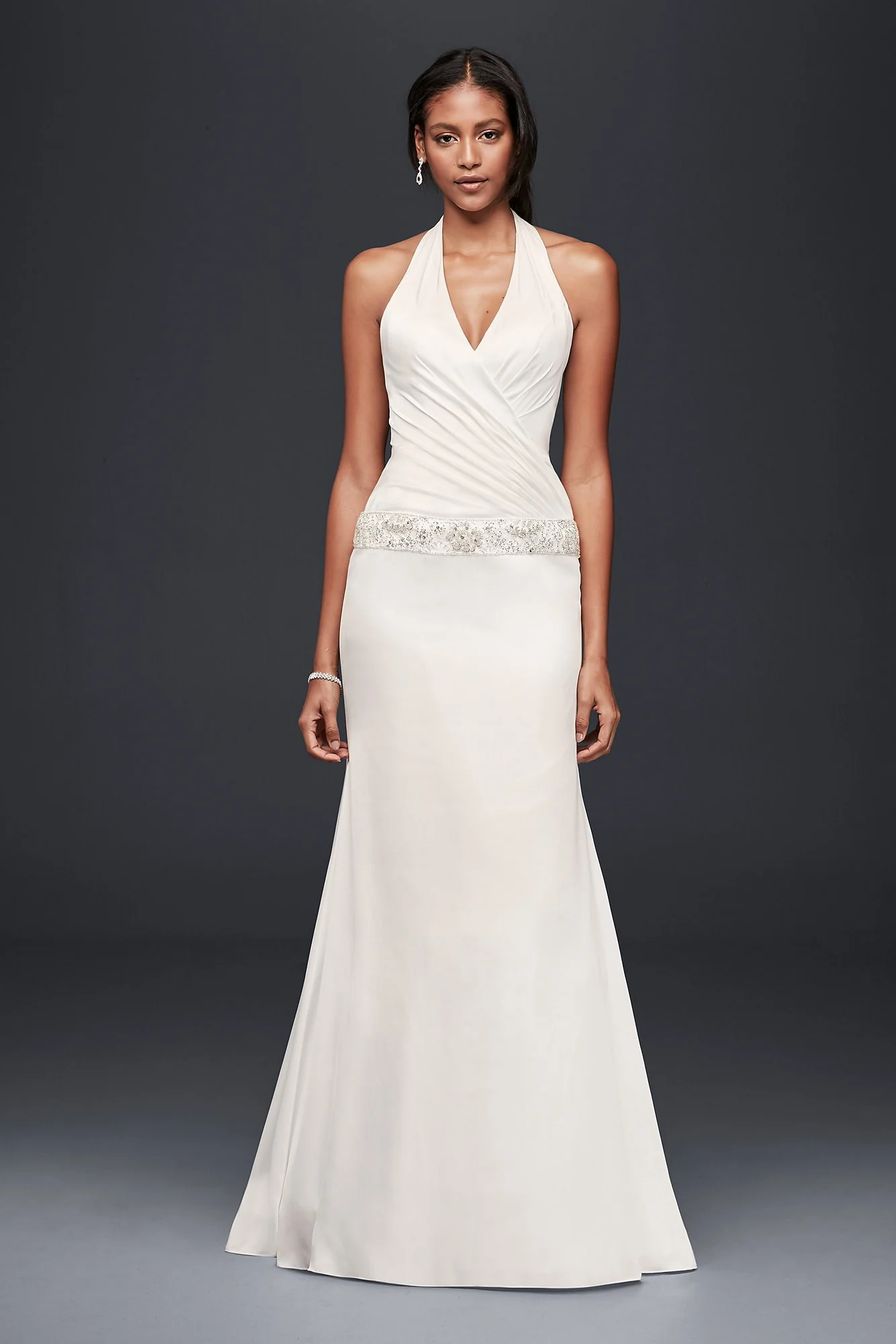 As-Is Trumpet Wedding Dress with Beaded Drop Waist - Image 2