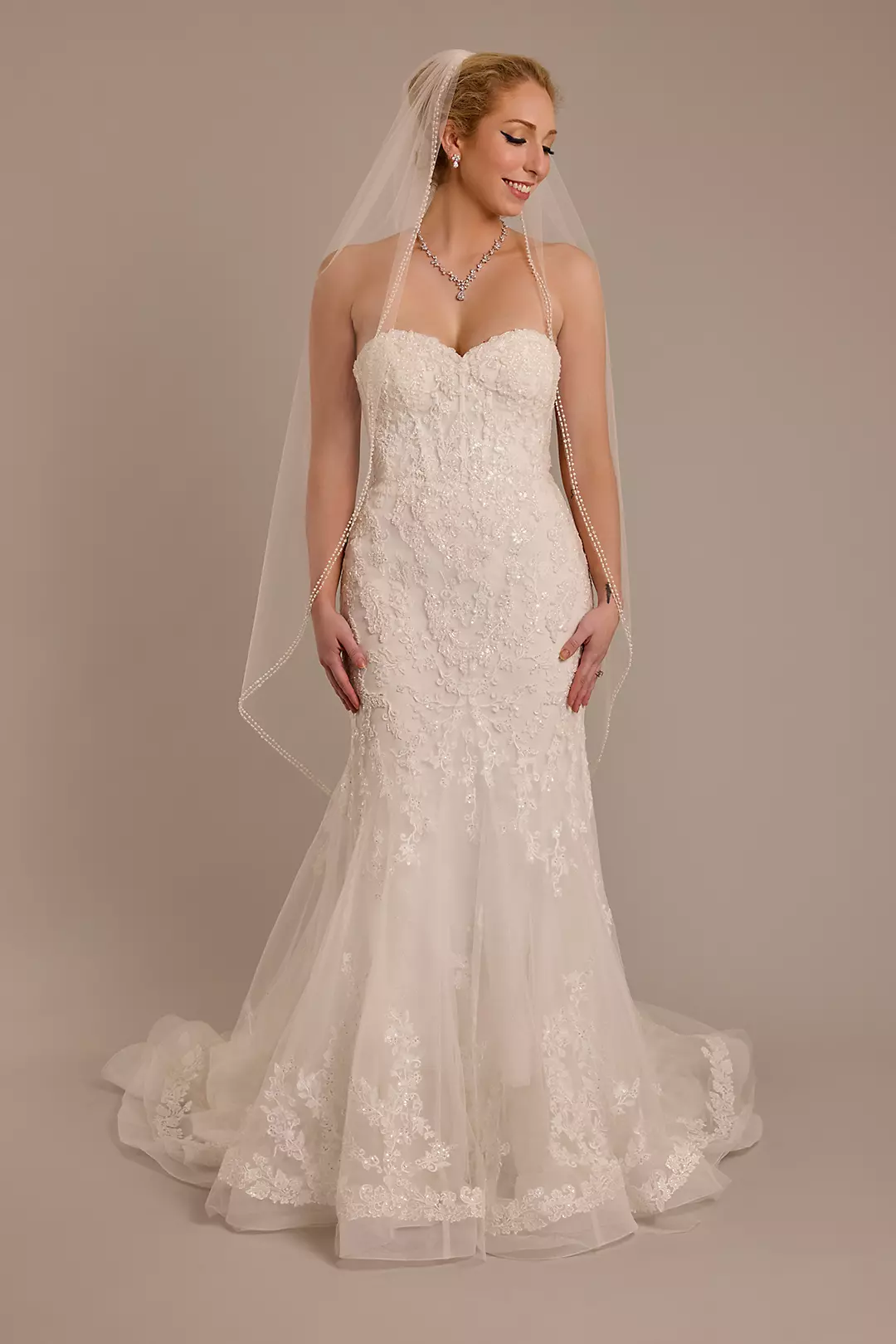 As Is Tulle and Beaded Lace Mermaid Wedding Dress - Image 2
