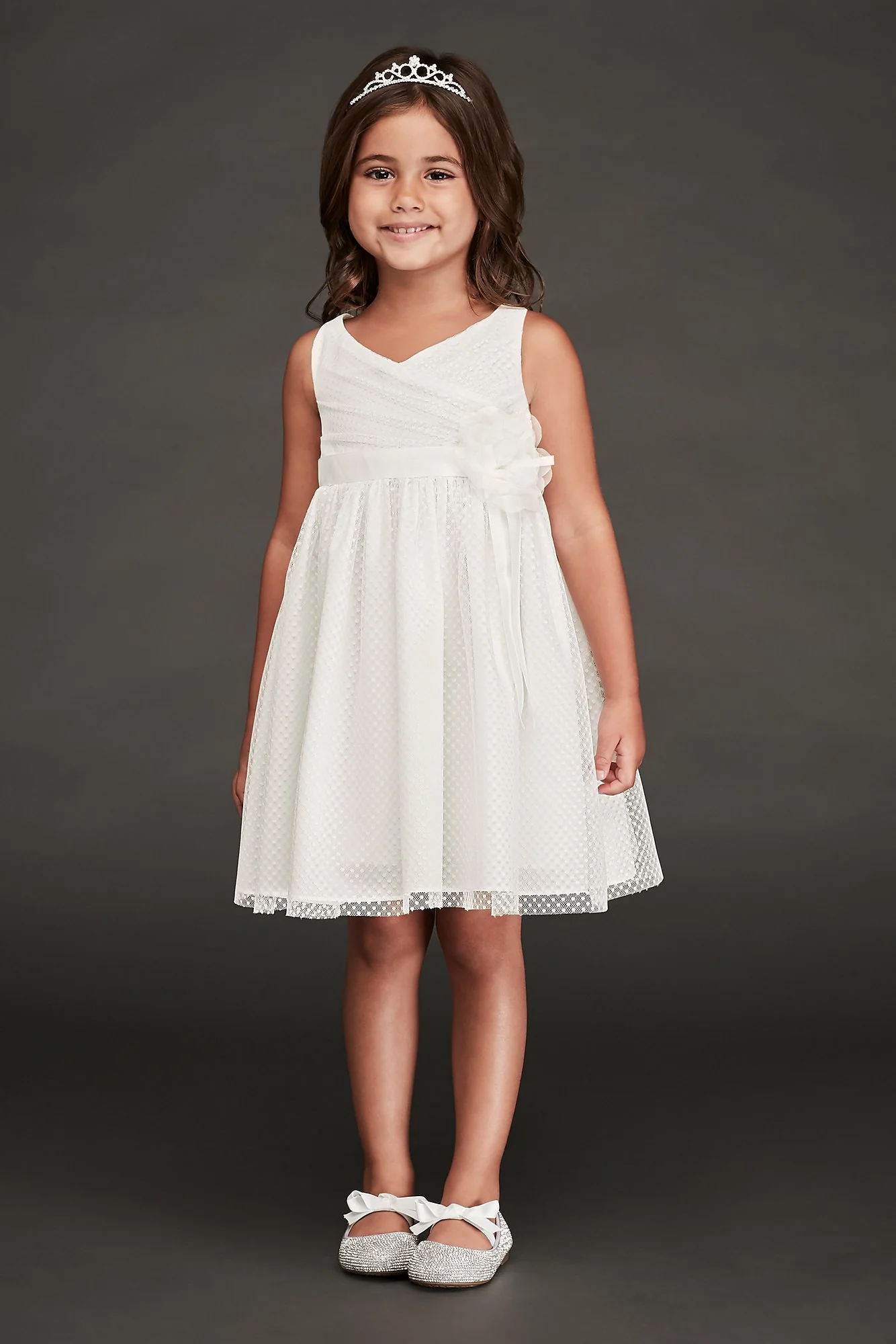 As Is Tulle and Floral Topped Flower Girl Dress