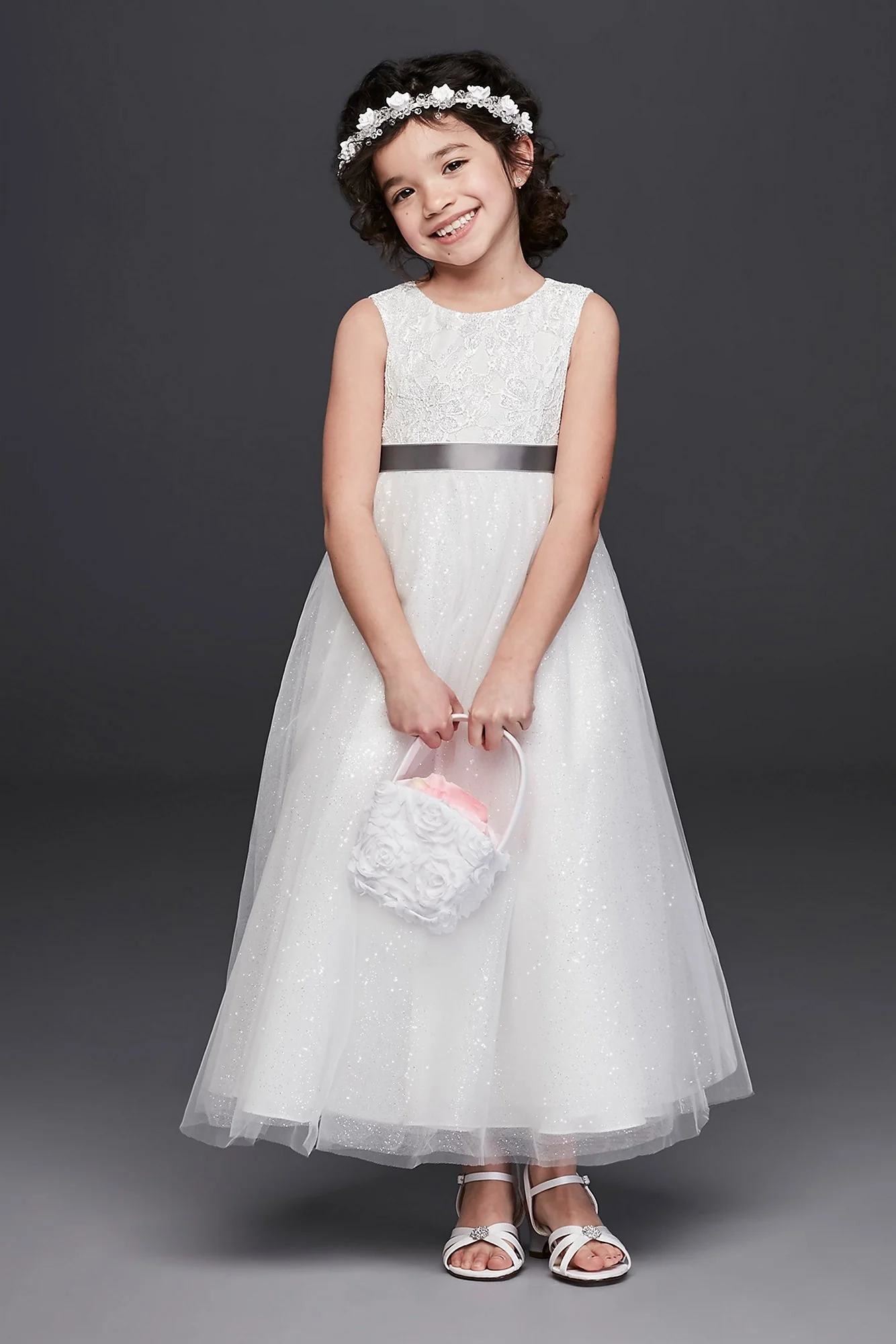 As Is Tulle Flower Girl Dress with Heart Back - Image 2