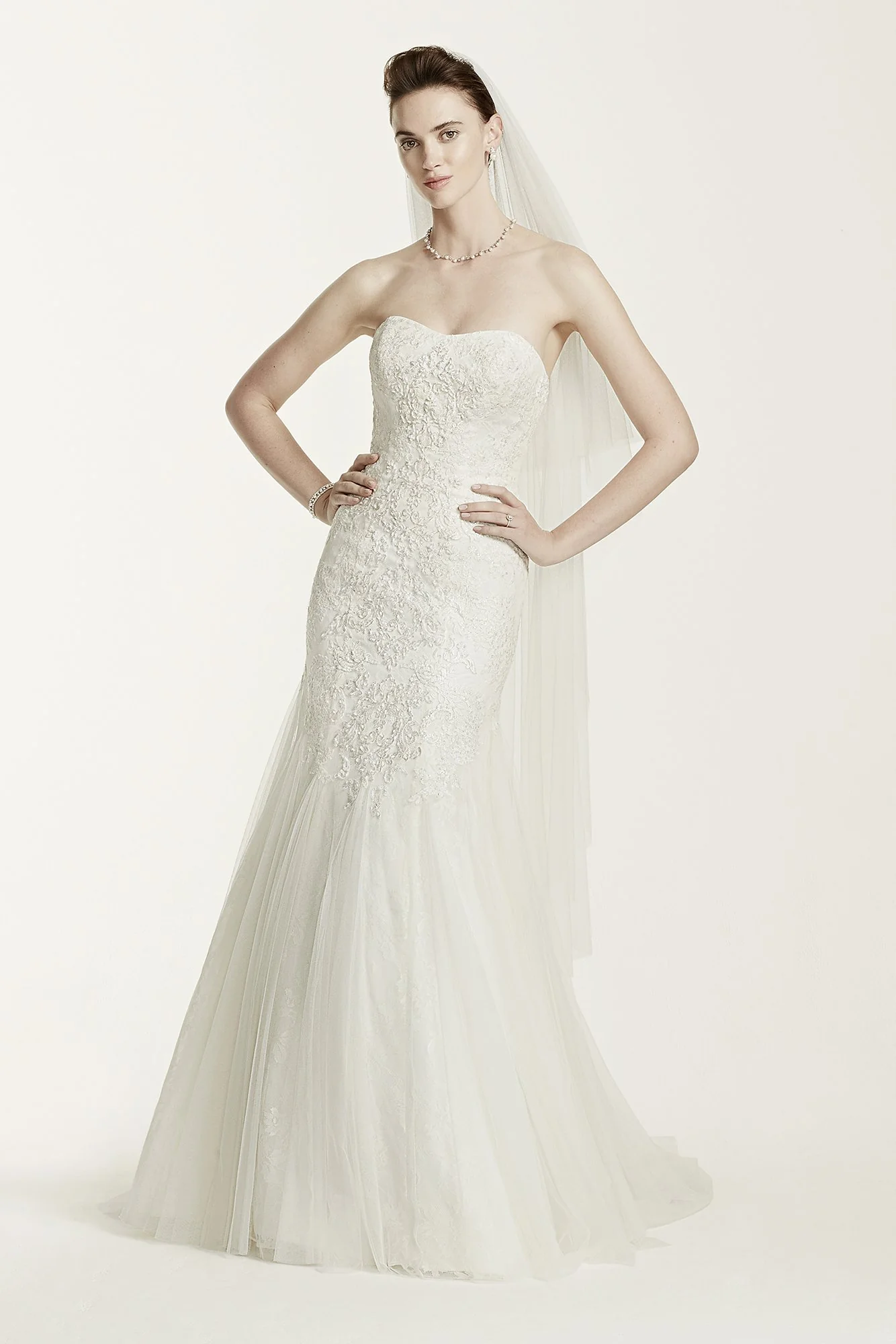 As-Is Tulle Mermaid Wedding Dress with Lace - Image 2